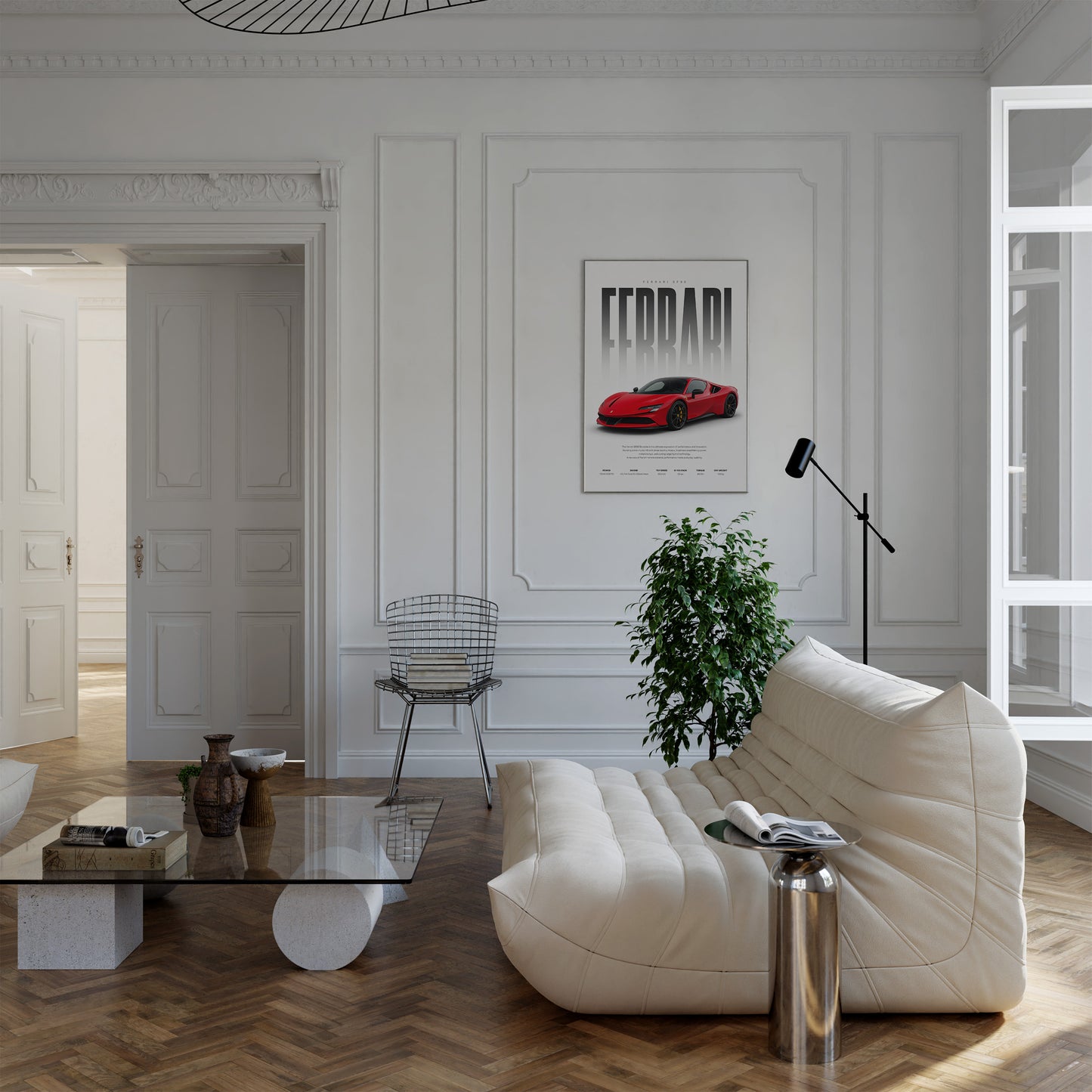 Roter Supersportwagen Poster · Geschenkidee · Hybrid Sportwagen Wandbild · Deko Print ohne Rahmen