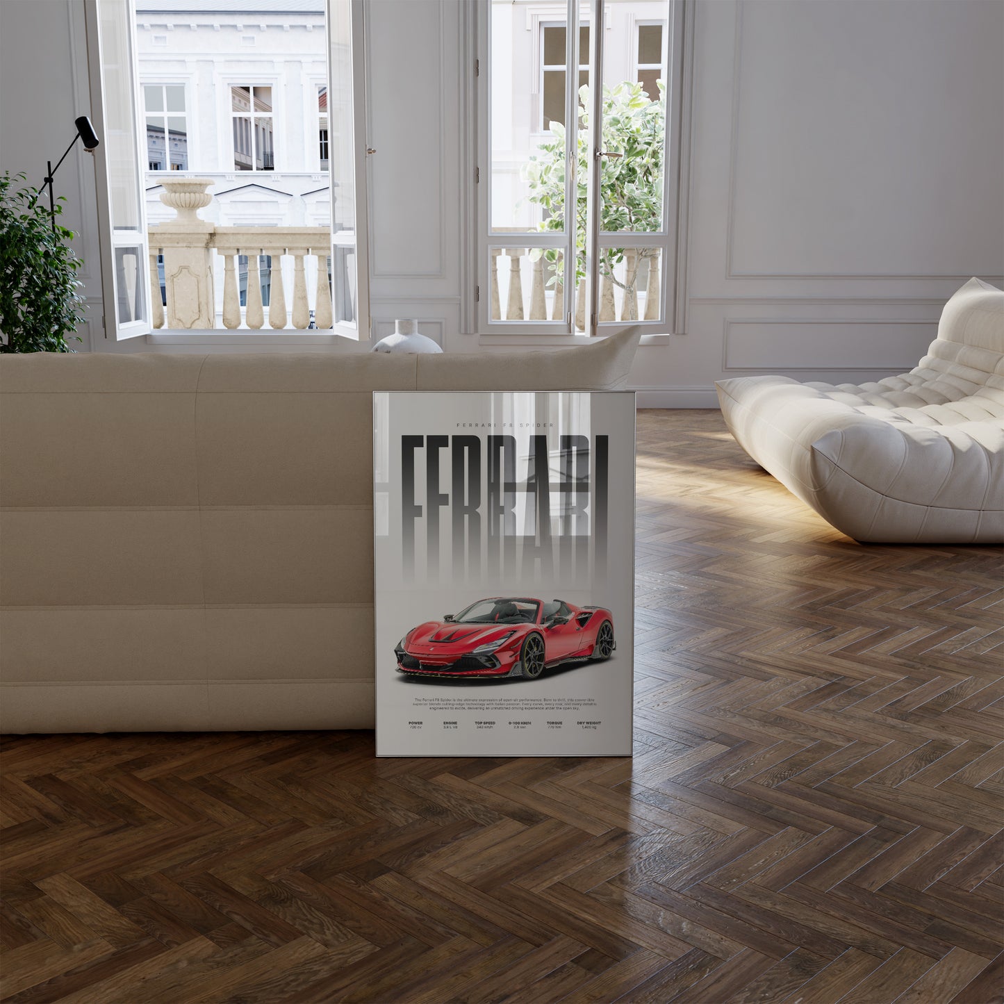 Roter Supersportwagen Poster · Geschenkidee · Cabrio Auto Wandbild · Deko Print ohne Rahmen