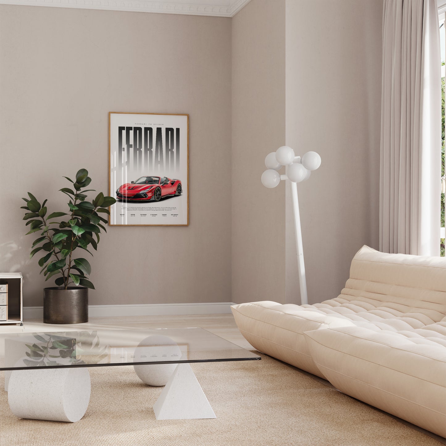 Roter Supersportwagen Poster · Geschenkidee · Cabrio Auto Wandbild · Deko Print ohne Rahmen