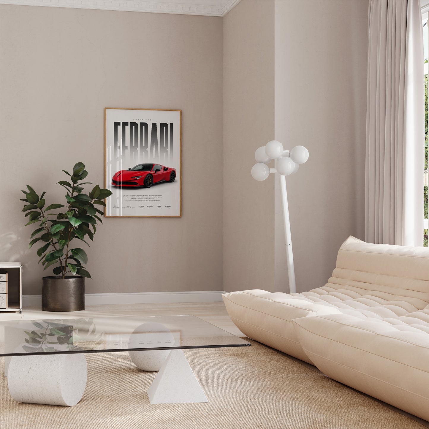 Roter Supersportwagen Poster · Geschenkidee · Hybrid Sportwagen Wandbild · Deko Print ohne Rahmen