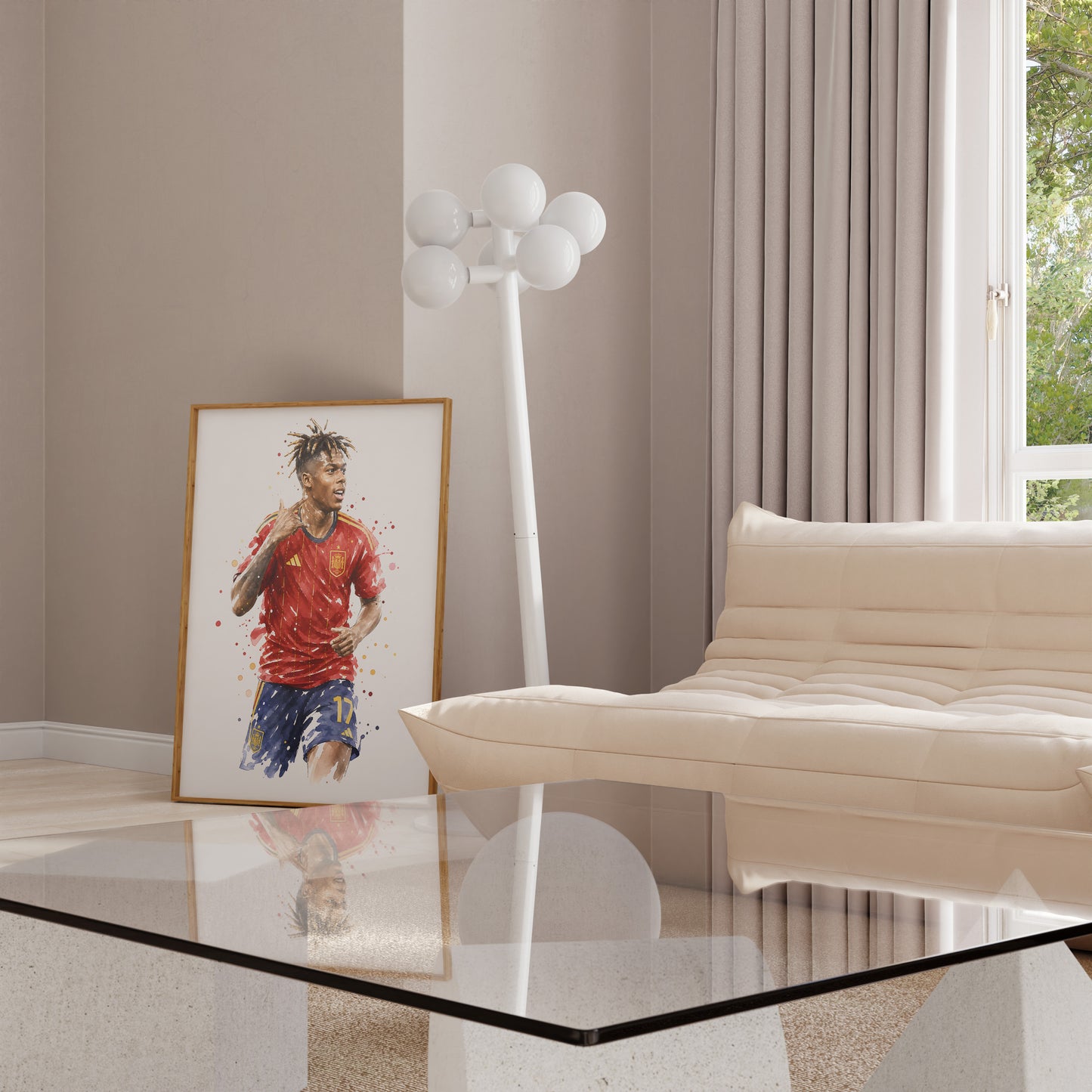 Fußball Poster Spanien Spieler · Geschenkidee · Aquarell Sport Wandbild · Deko Print ohne Rahmen
