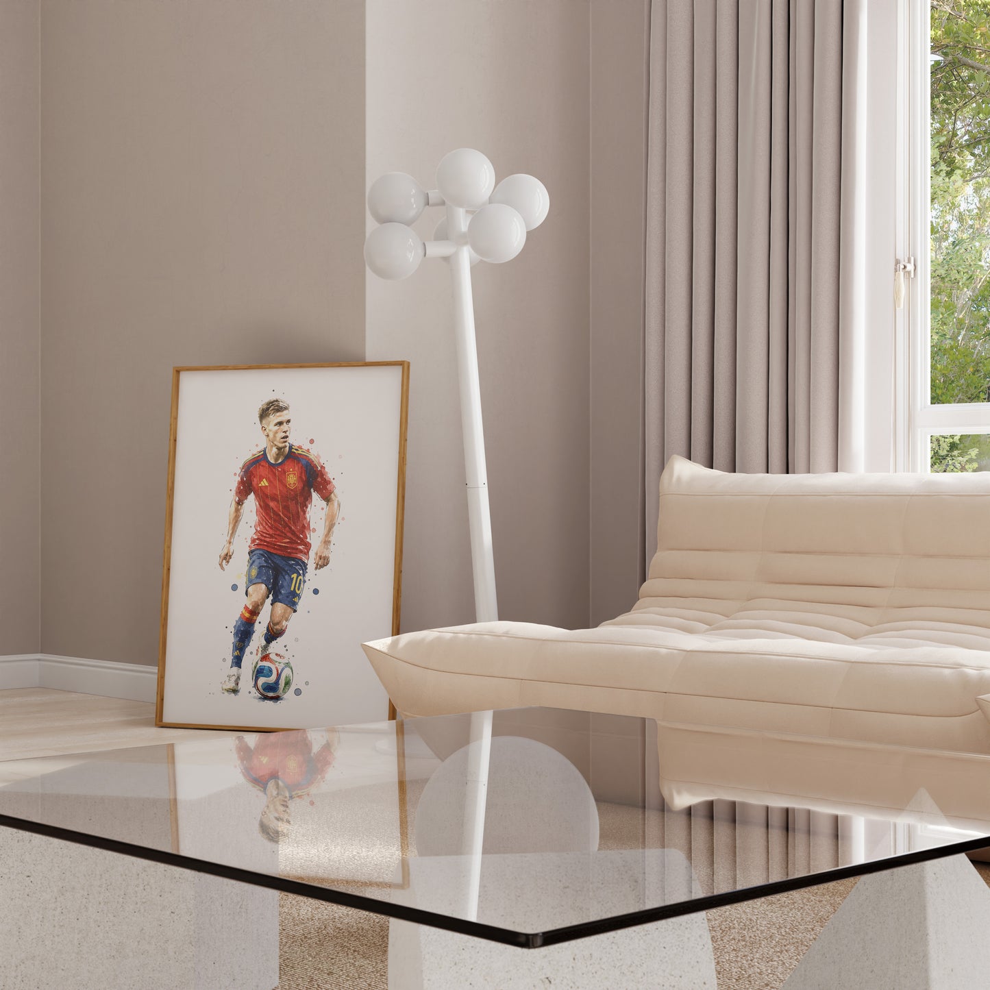 Fußball Poster Spanien Spieler · Geschenkidee · Aquarell Sport Wandbild · Deko Print ohne Rahmen