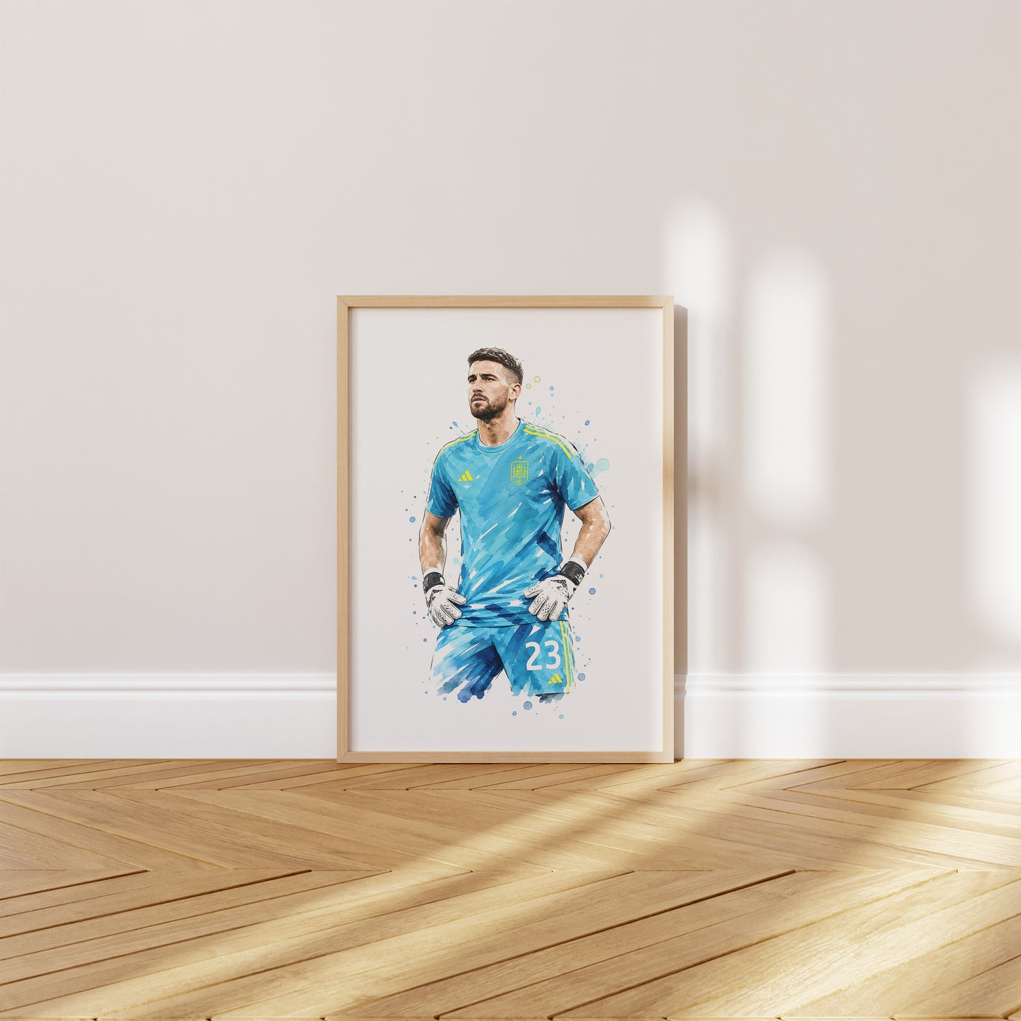 Fußball Poster Spanien Spieler · Geschenkidee · Aquarell Sport Wandbild · Deko Print ohne Rahmen