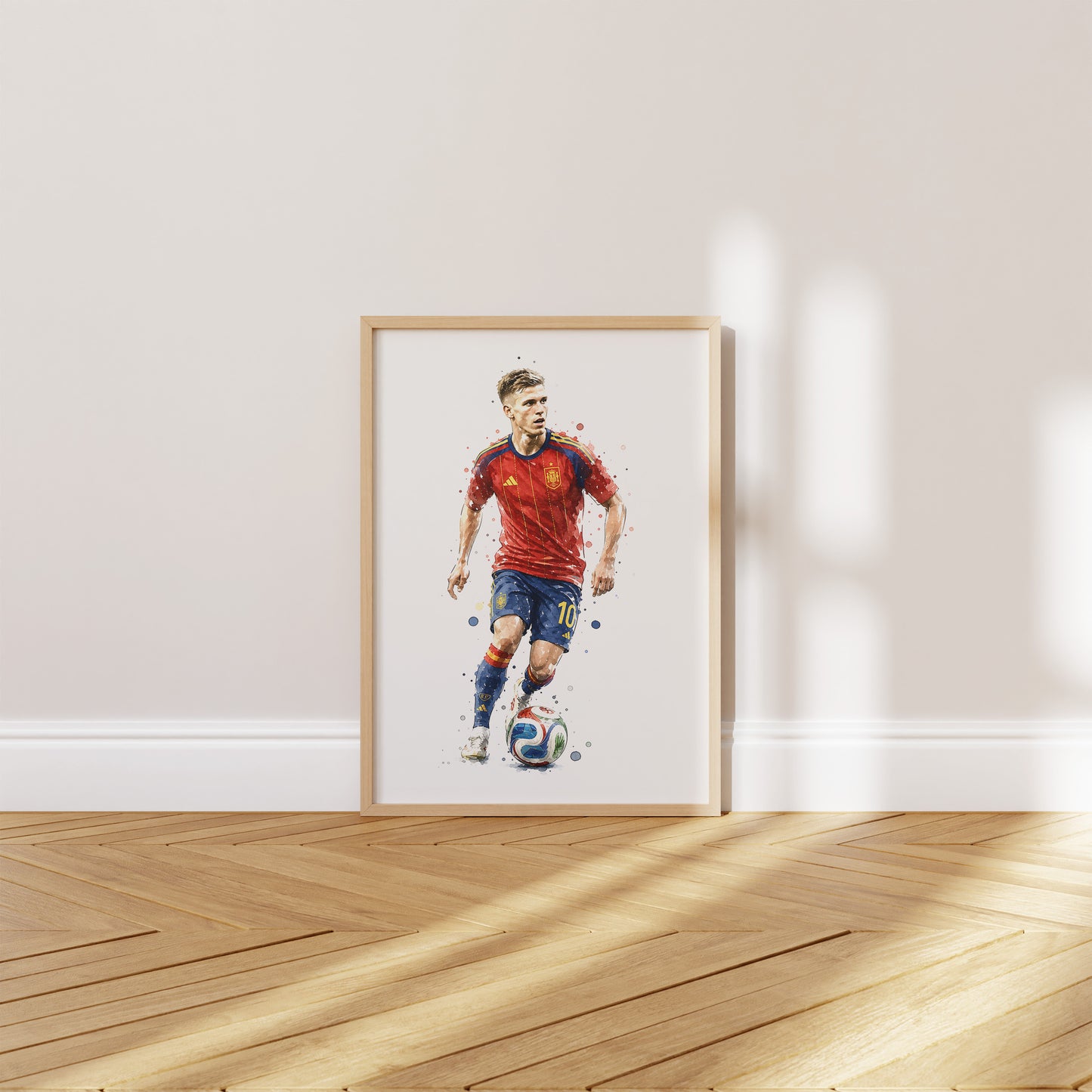 Fußball Poster Spanien Spieler · Geschenkidee · Aquarell Sport Wandbild · Deko Print ohne Rahmen
