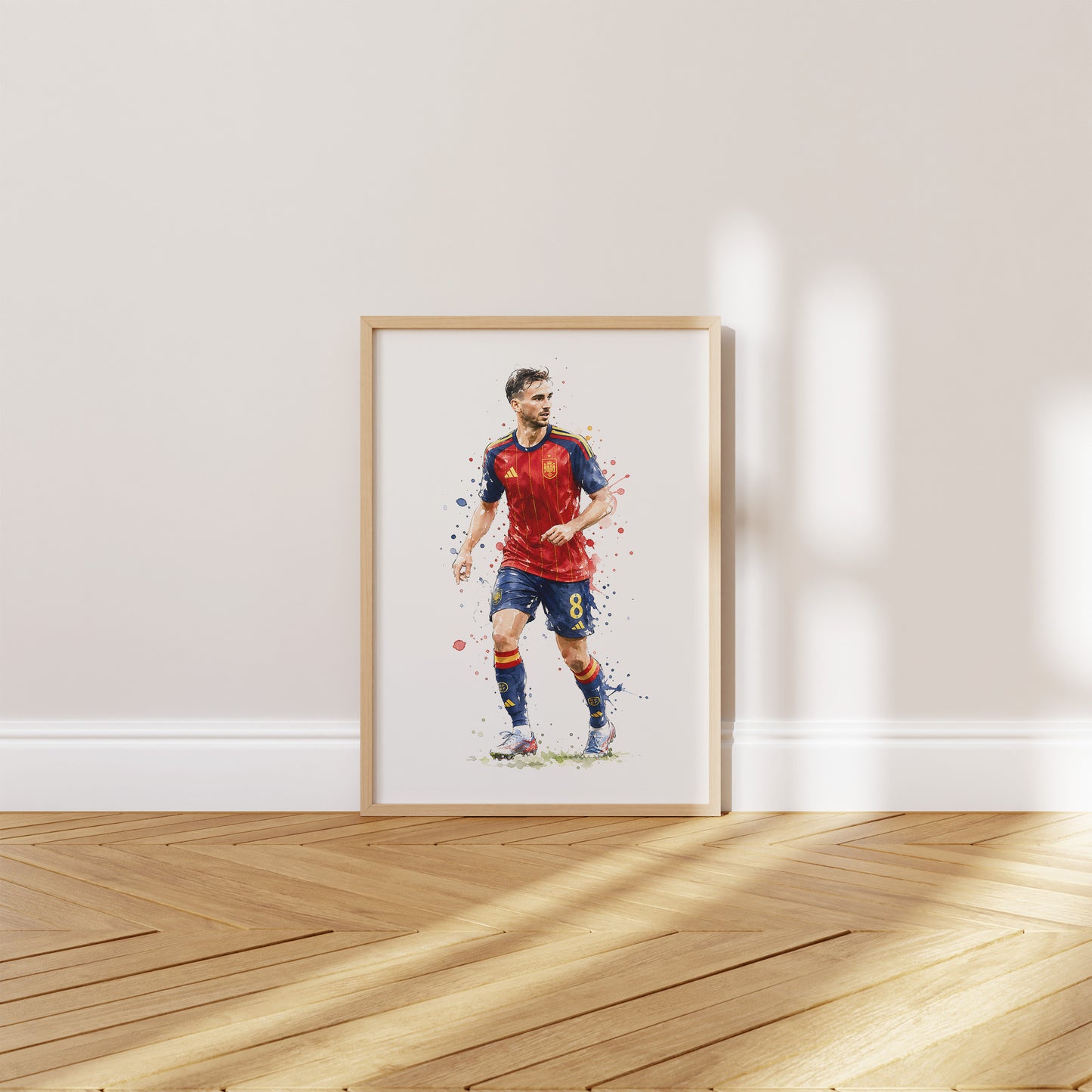 Fußball Poster Spanien Spieler · Geschenkidee · Aquarell Sport Wandbild · Deko Print ohne Rahmen