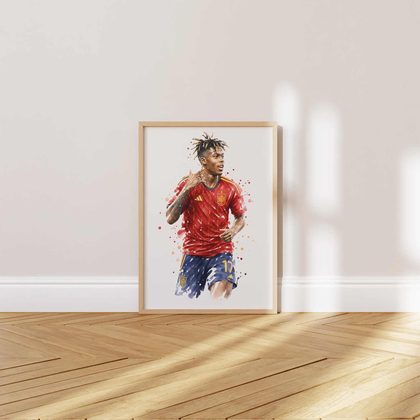 Fußball Poster Spanien Spieler · Geschenkidee · Aquarell Sport Wandbild · Deko Print ohne Rahmen