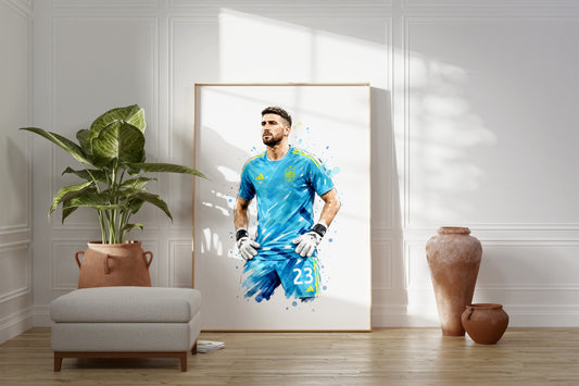 Fußball Poster Spanien Spieler · Geschenkidee · Aquarell Sport Wandbild · Deko Print ohne Rahmen