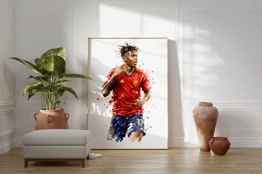 Fußball Poster Spanien Spieler · Geschenkidee · Aquarell Sport Wandbild · Deko Print ohne Rahmen
