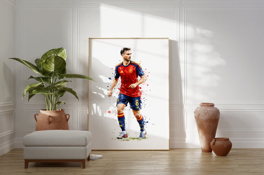 Fußball Poster Spanien Spieler · Geschenkidee · Aquarell Sport Wandbild · Deko Print ohne Rahmen