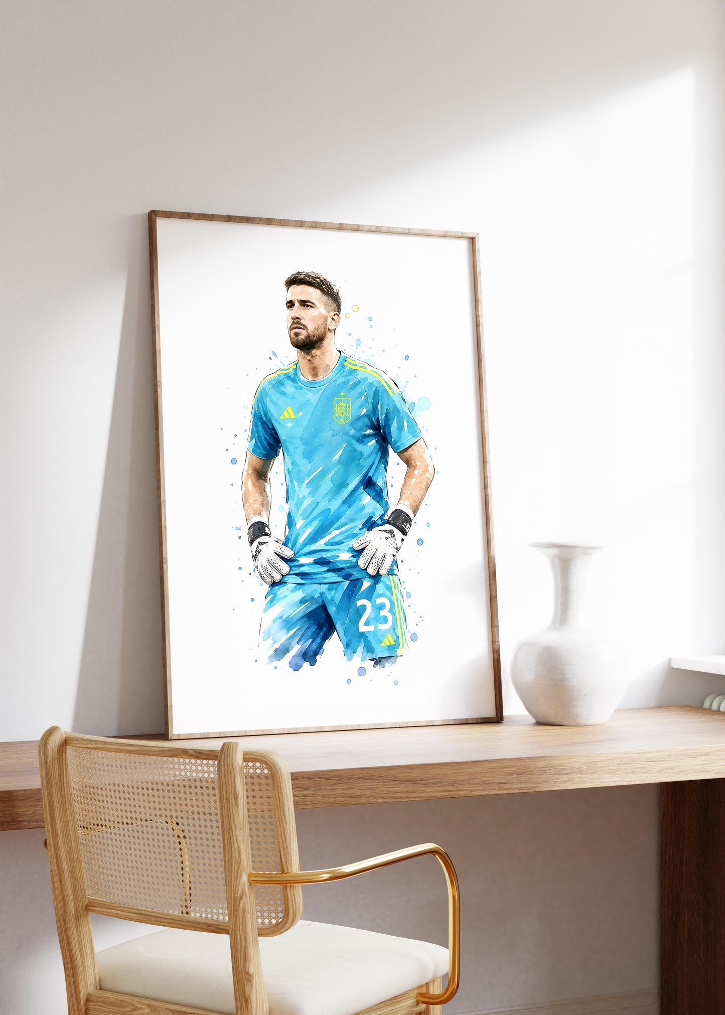 Fußball Poster Spanien Spieler · Geschenkidee · Aquarell Sport Wandbild · Deko Print ohne Rahmen
