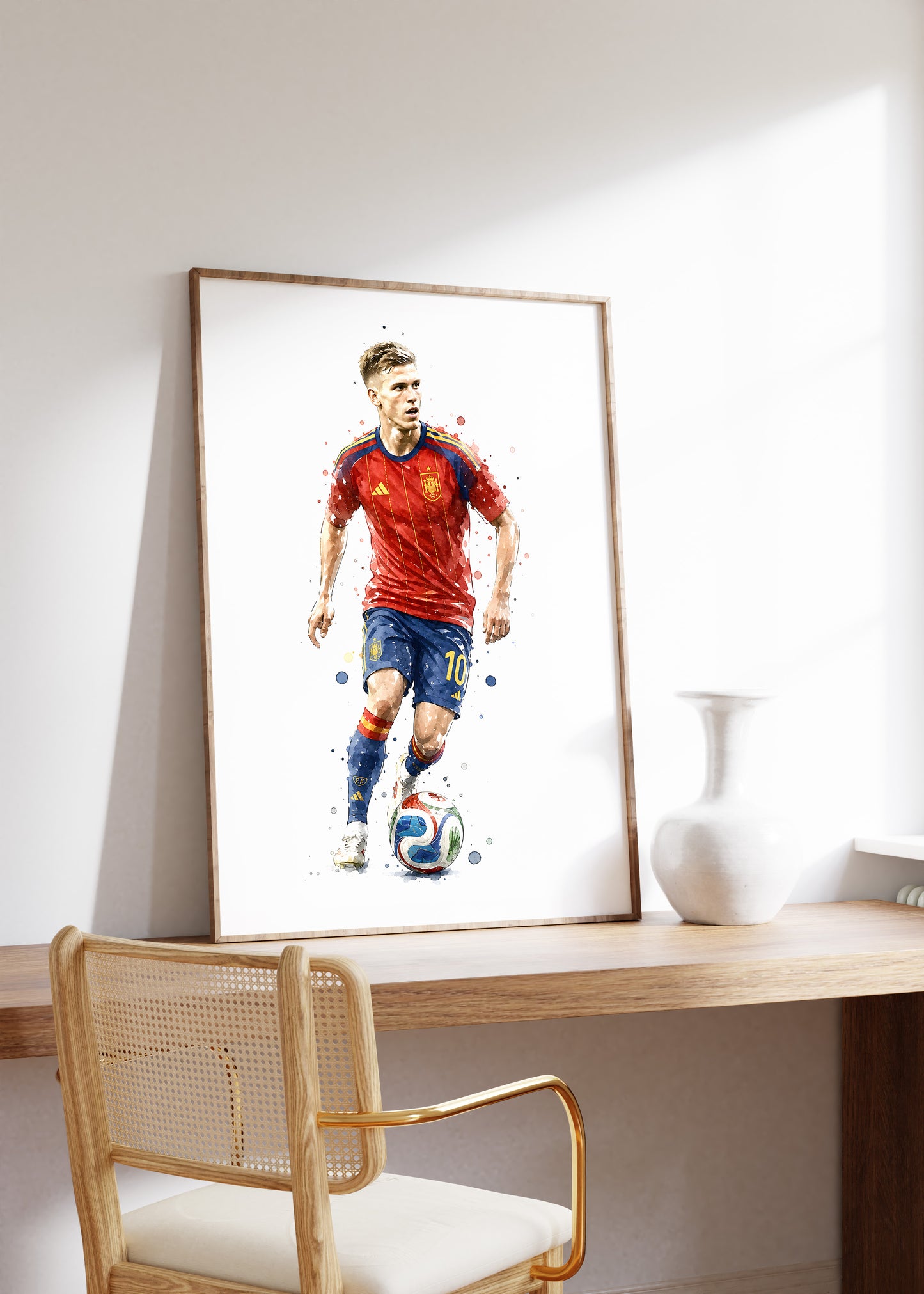 Fußball Poster Spanien Spieler · Geschenkidee · Aquarell Sport Wandbild · Deko Print ohne Rahmen