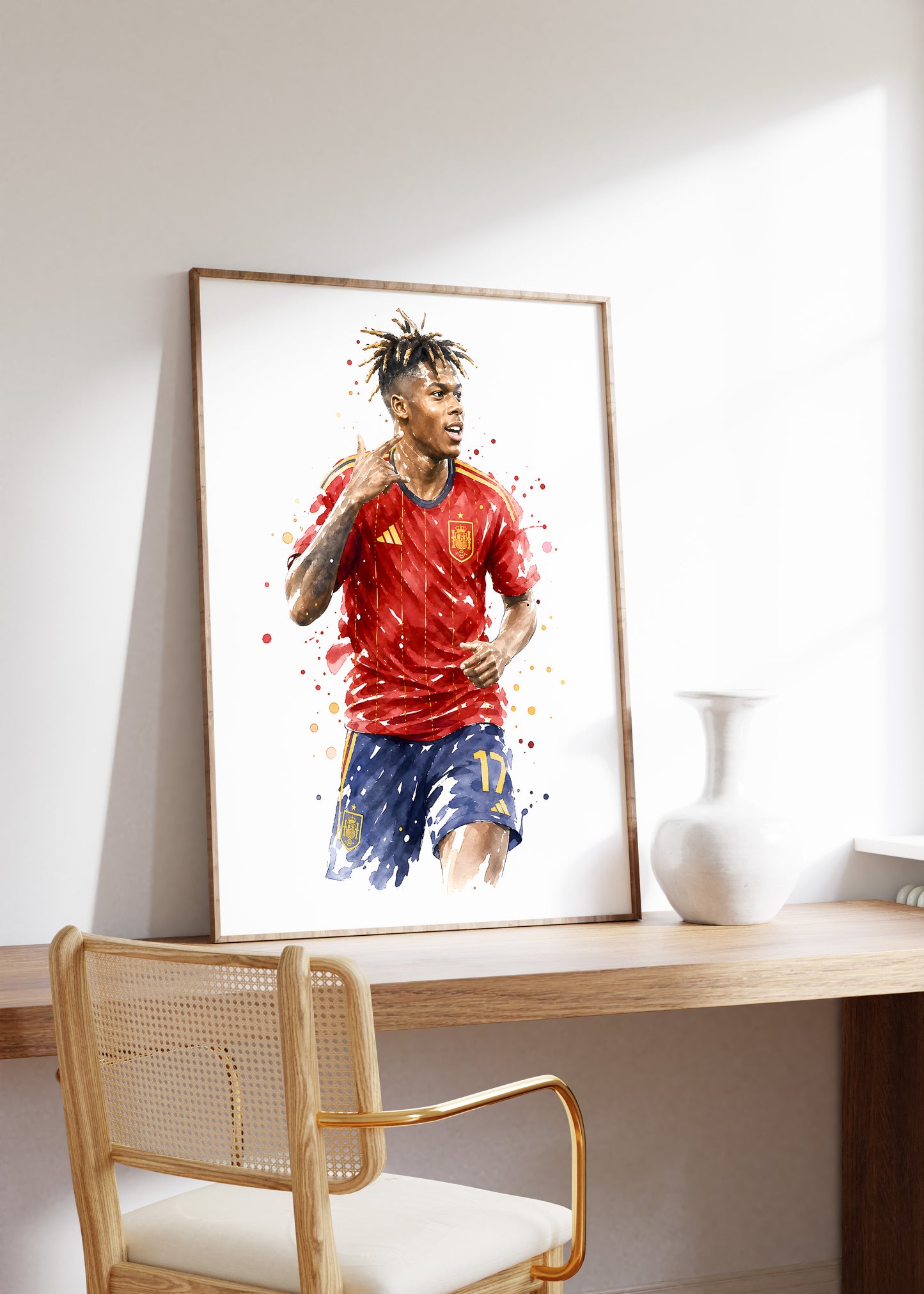 Fußball Poster Spanien Spieler · Geschenkidee · Aquarell Sport Wandbild · Deko Print ohne Rahmen