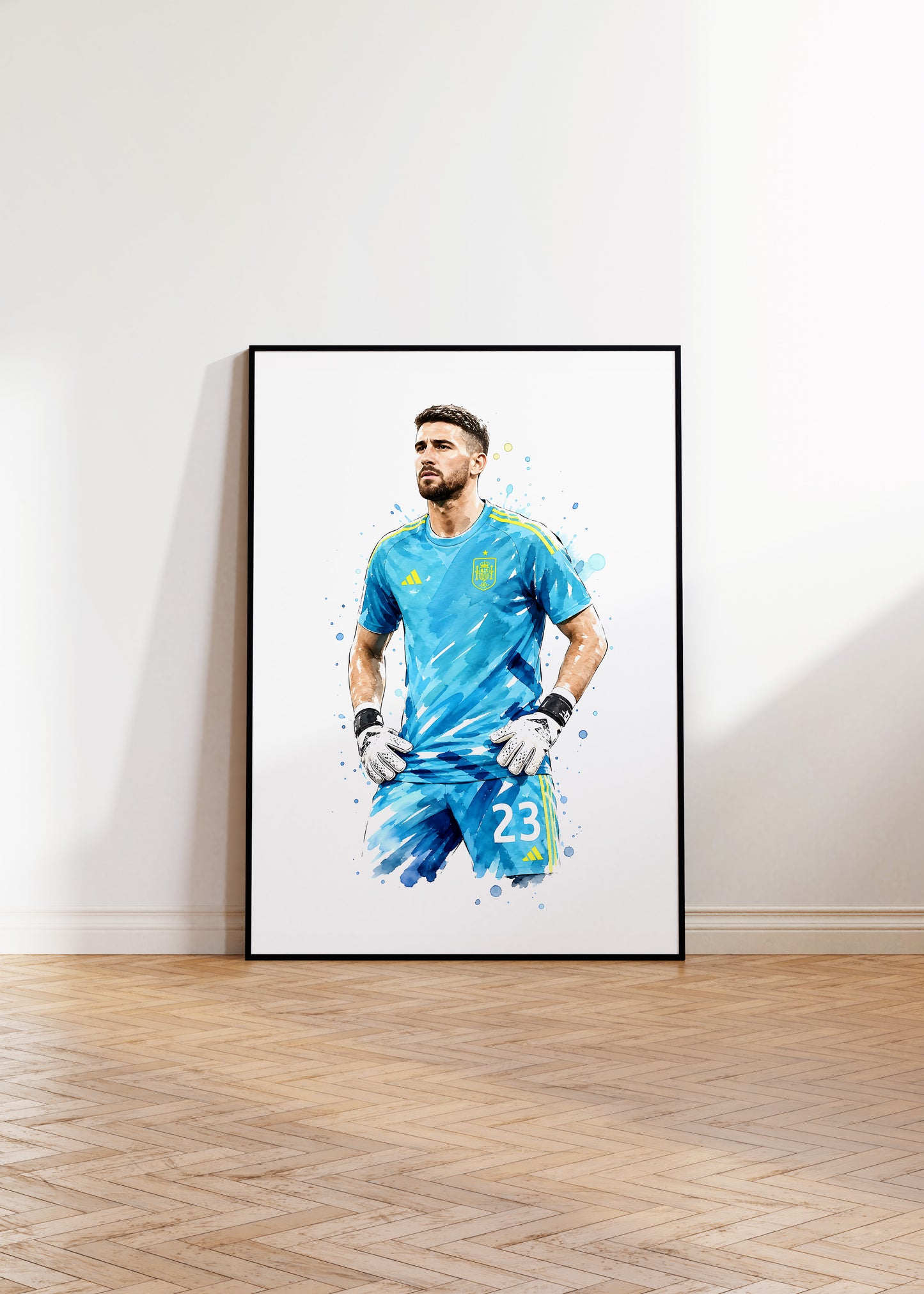 Fußball Poster Spanien Spieler · Geschenkidee · Aquarell Sport Wandbild · Deko Print ohne Rahmen