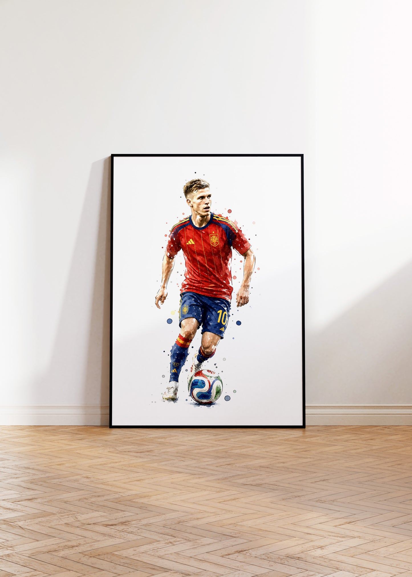 Fußball Poster Spanien Spieler · Geschenkidee · Aquarell Sport Wandbild · Deko Print ohne Rahmen
