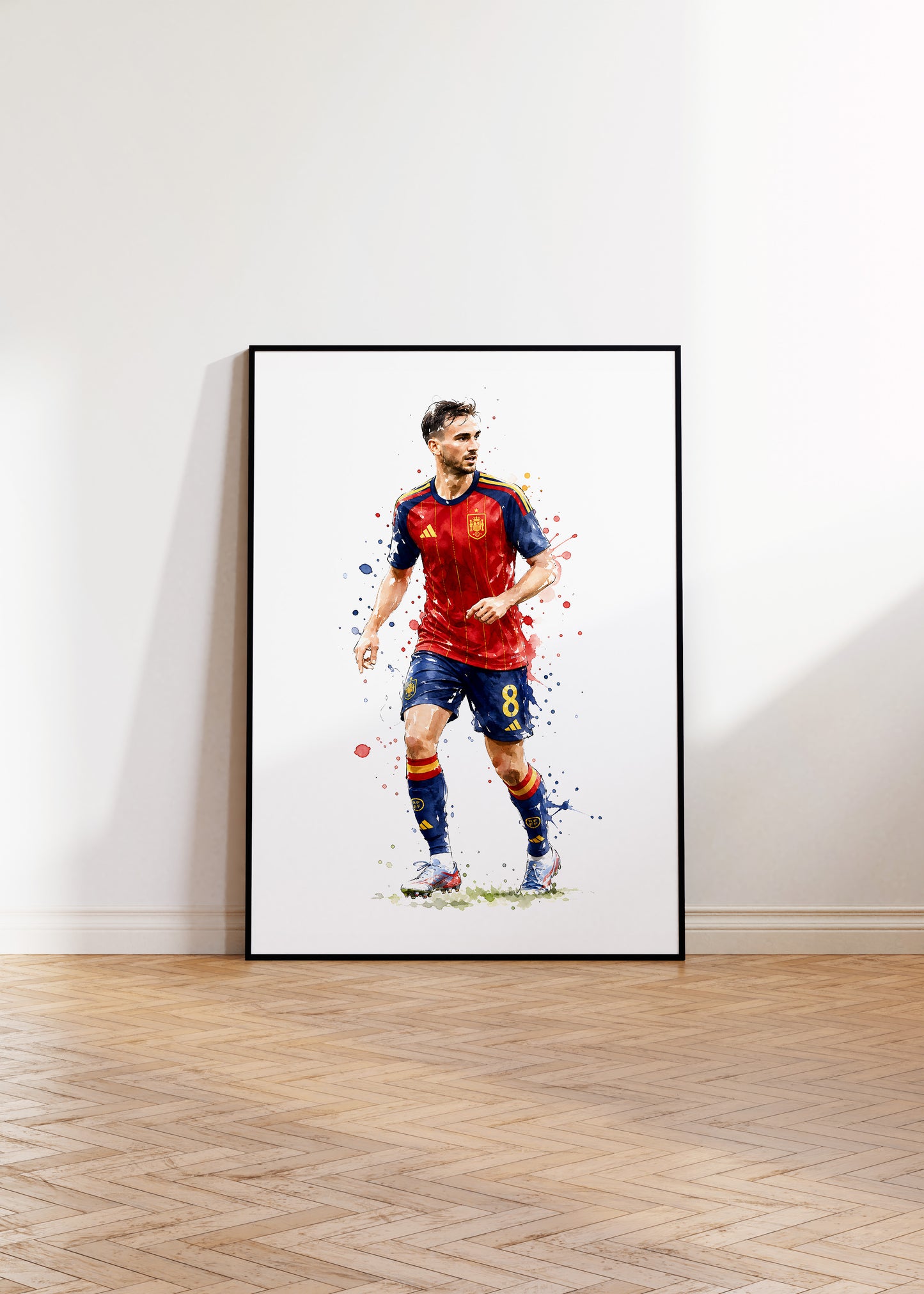 Fußball Poster Spanien Spieler · Geschenkidee · Aquarell Sport Wandbild · Deko Print ohne Rahmen