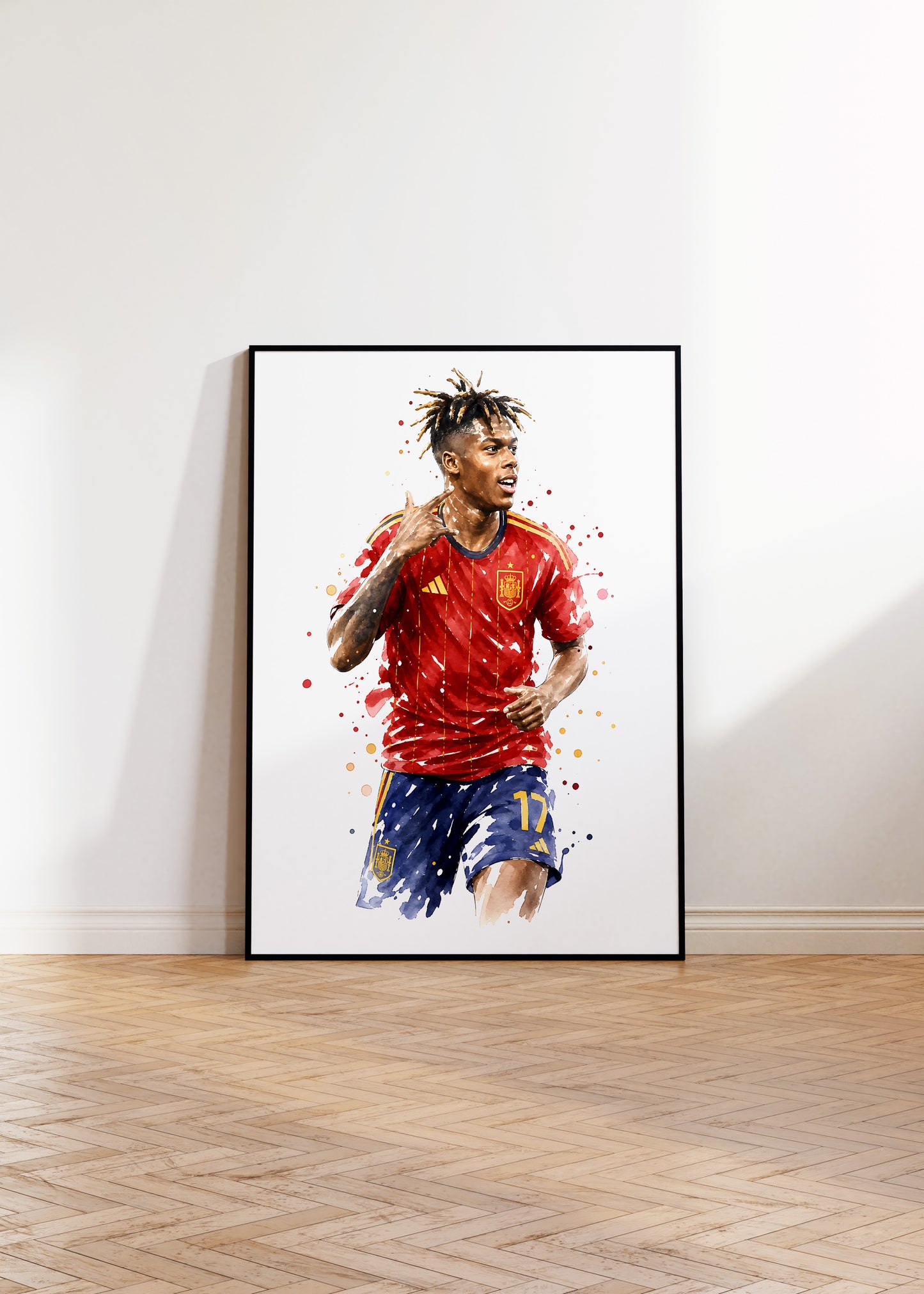 Fußball Poster Spanien Spieler · Geschenkidee · Aquarell Sport Wandbild · Deko Print ohne Rahmen