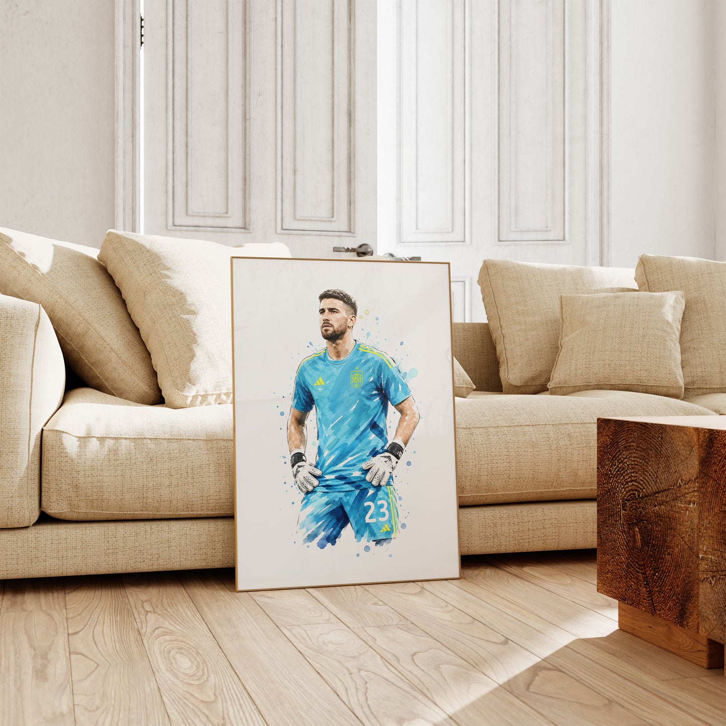 Fußball Poster Spanien Spieler · Geschenkidee · Aquarell Sport Wandbild · Deko Print ohne Rahmen