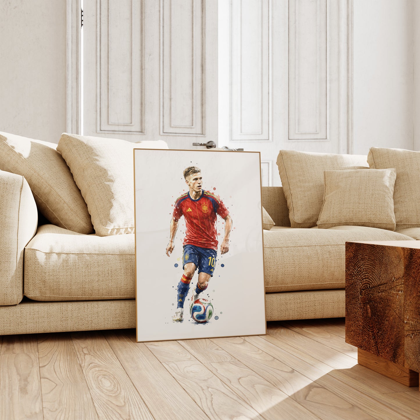 Fußball Poster Spanien Spieler · Geschenkidee · Aquarell Sport Wandbild · Deko Print ohne Rahmen