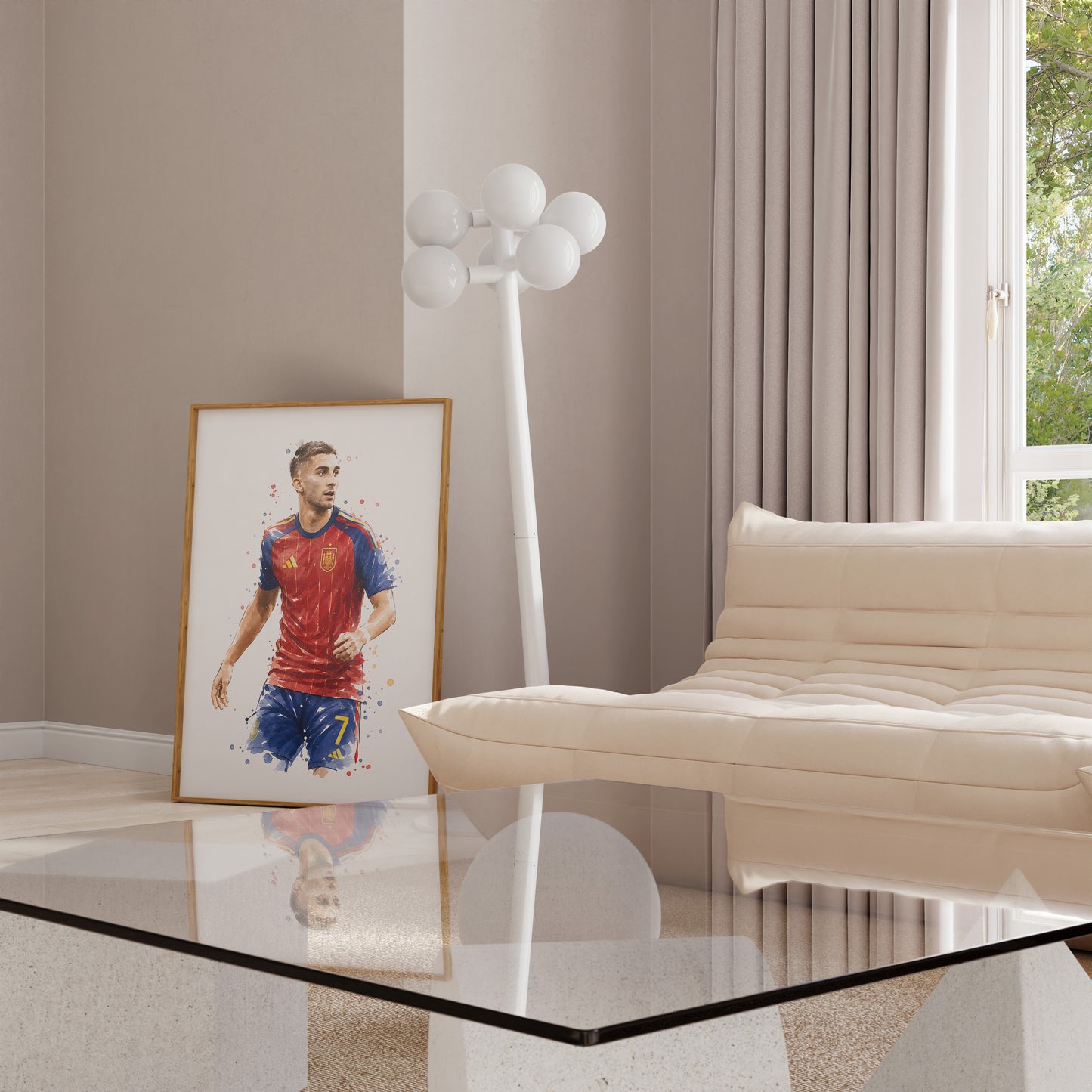 Fußball Poster Spanien Spieler · Geschenkidee · Aquarell Sport Wandbild · Deko Print ohne Rahmen