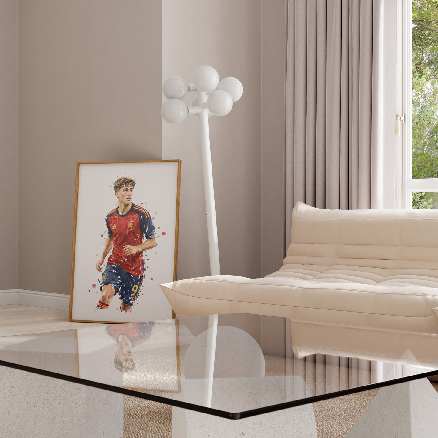 Fußball Poster Spanien Spieler · Geschenkidee · Aquarell Sport Wandbild · Deko Print ohne Rahmen
