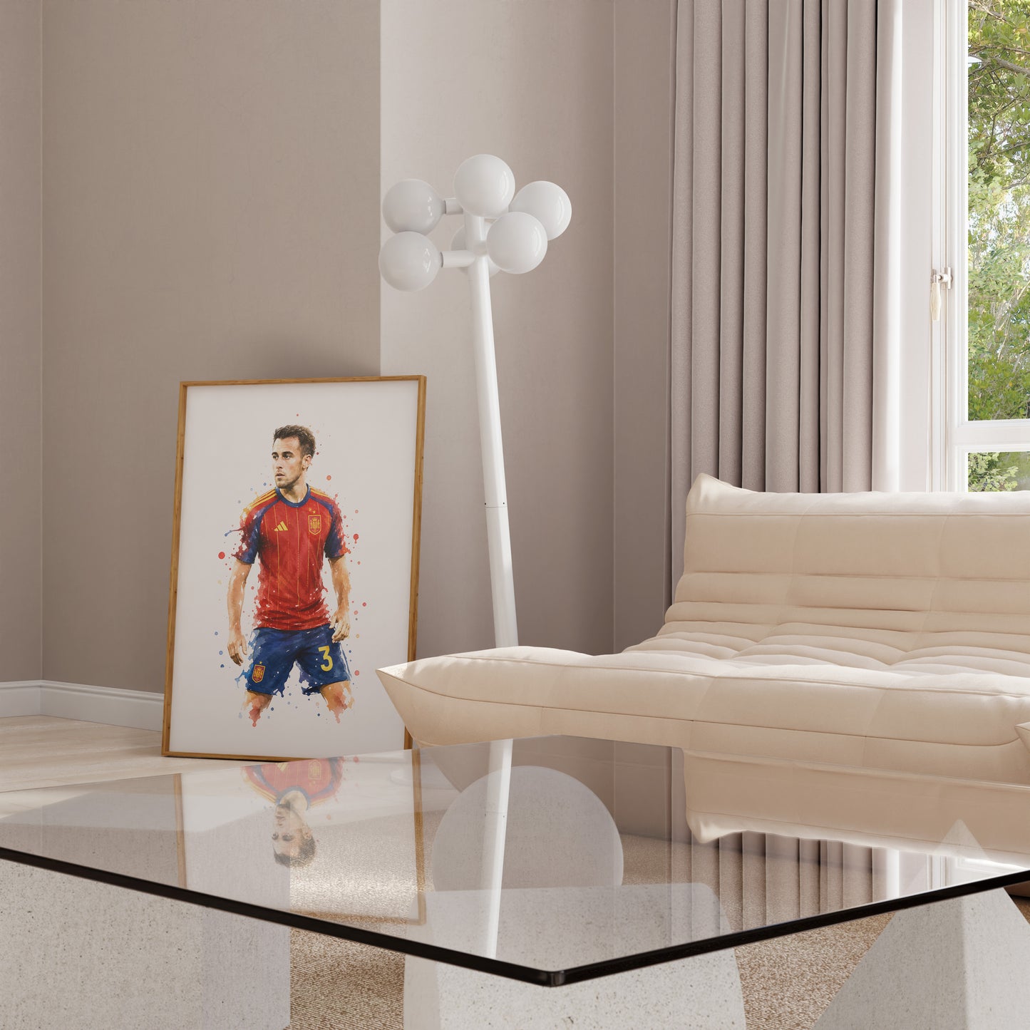 Fußball Poster Spanien Spieler · Geschenkidee · Aquarell Sport Wandbild · Deko Print ohne Rahmen