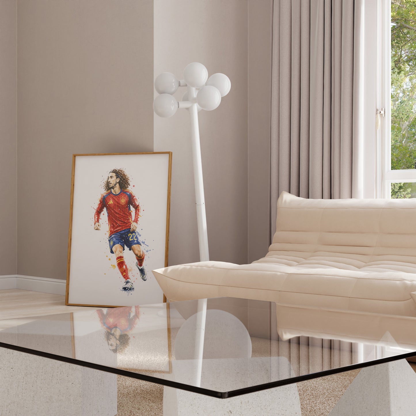 Fußball Poster Spanien Spieler · Geschenkidee · Aquarell Sport Wandbild · Deko Print ohne Rahmen
