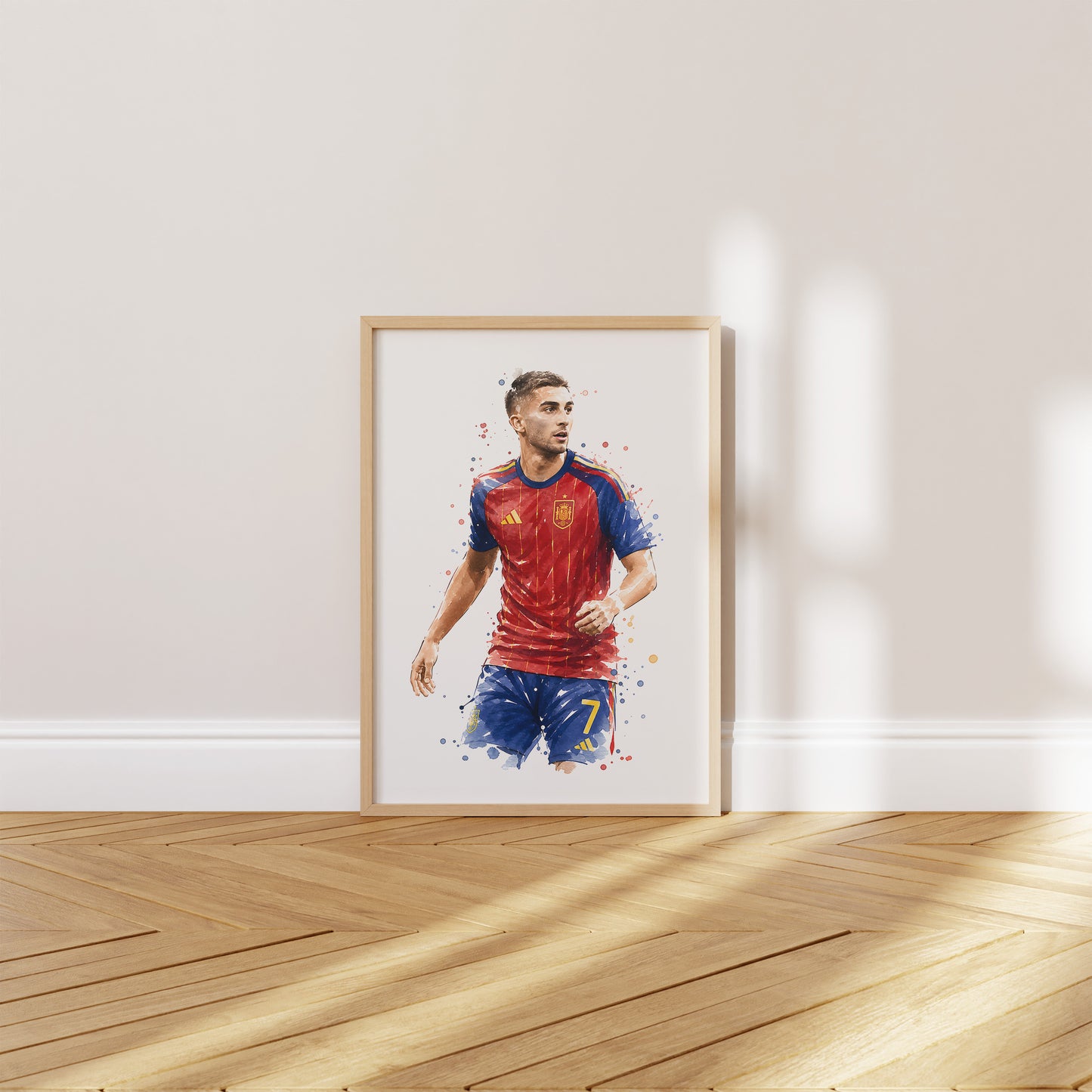 Fußball Poster Spanien Spieler · Geschenkidee · Aquarell Sport Wandbild · Deko Print ohne Rahmen