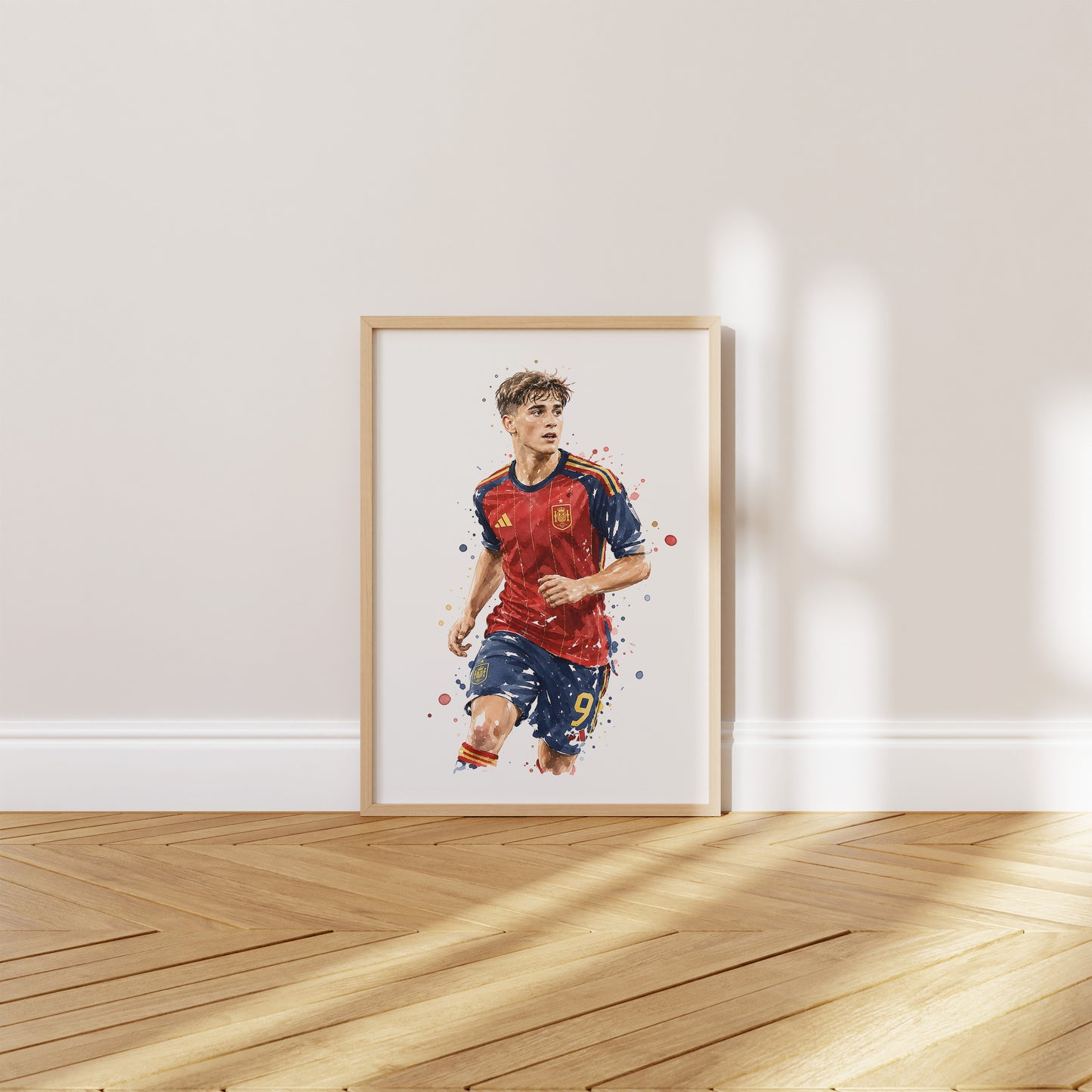 Fußball Poster Spanien Spieler · Geschenkidee · Aquarell Sport Wandbild · Deko Print ohne Rahmen