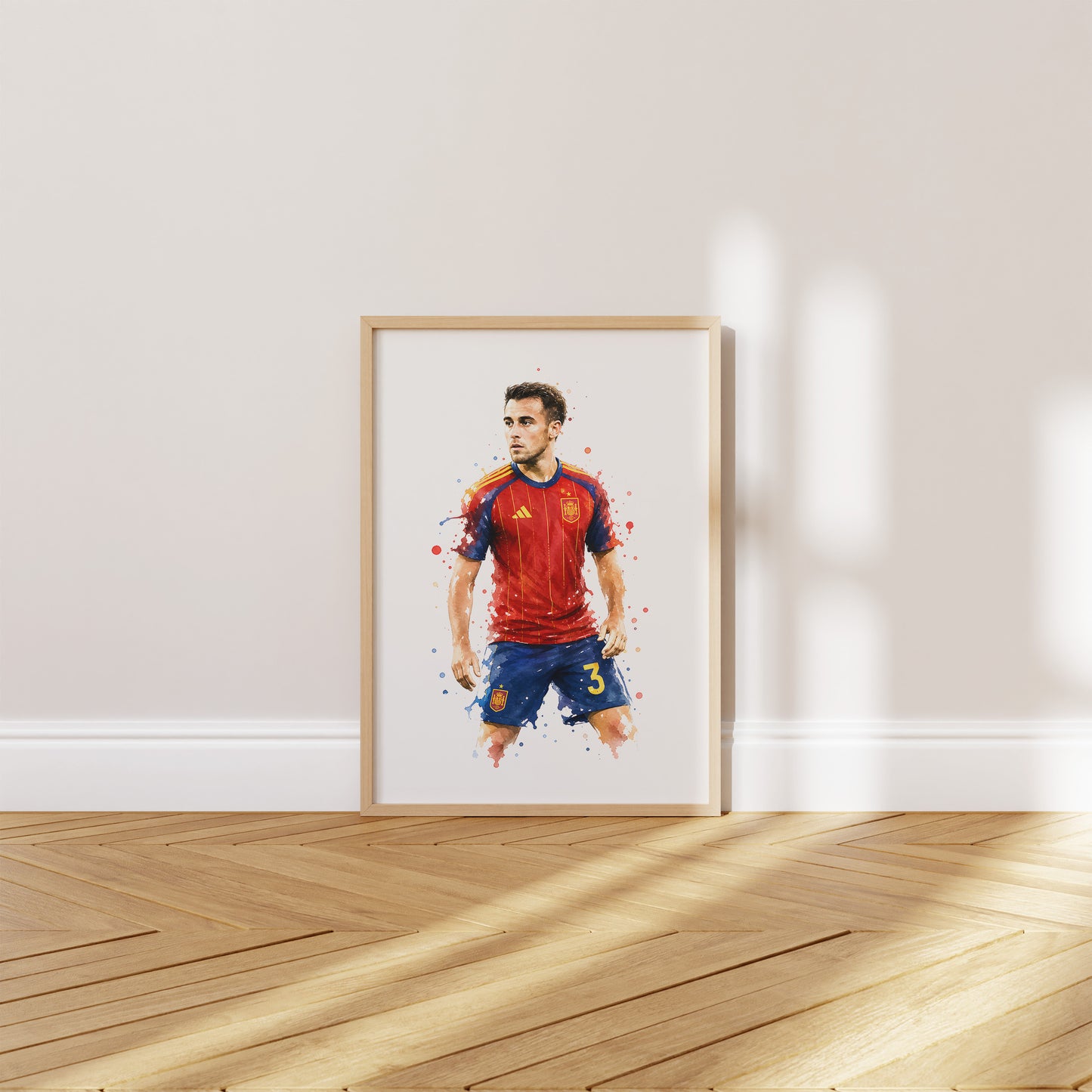 Fußball Poster Spanien Spieler · Geschenkidee · Aquarell Sport Wandbild · Deko Print ohne Rahmen