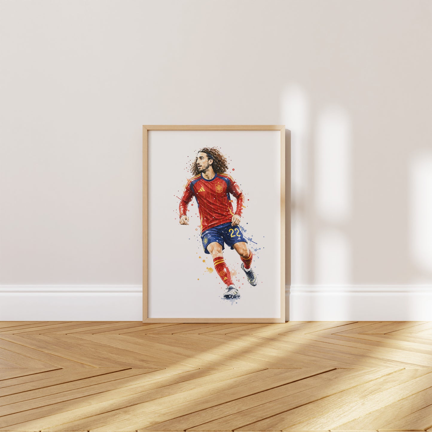 Fußball Poster Spanien Spieler · Geschenkidee · Aquarell Sport Wandbild · Deko Print ohne Rahmen