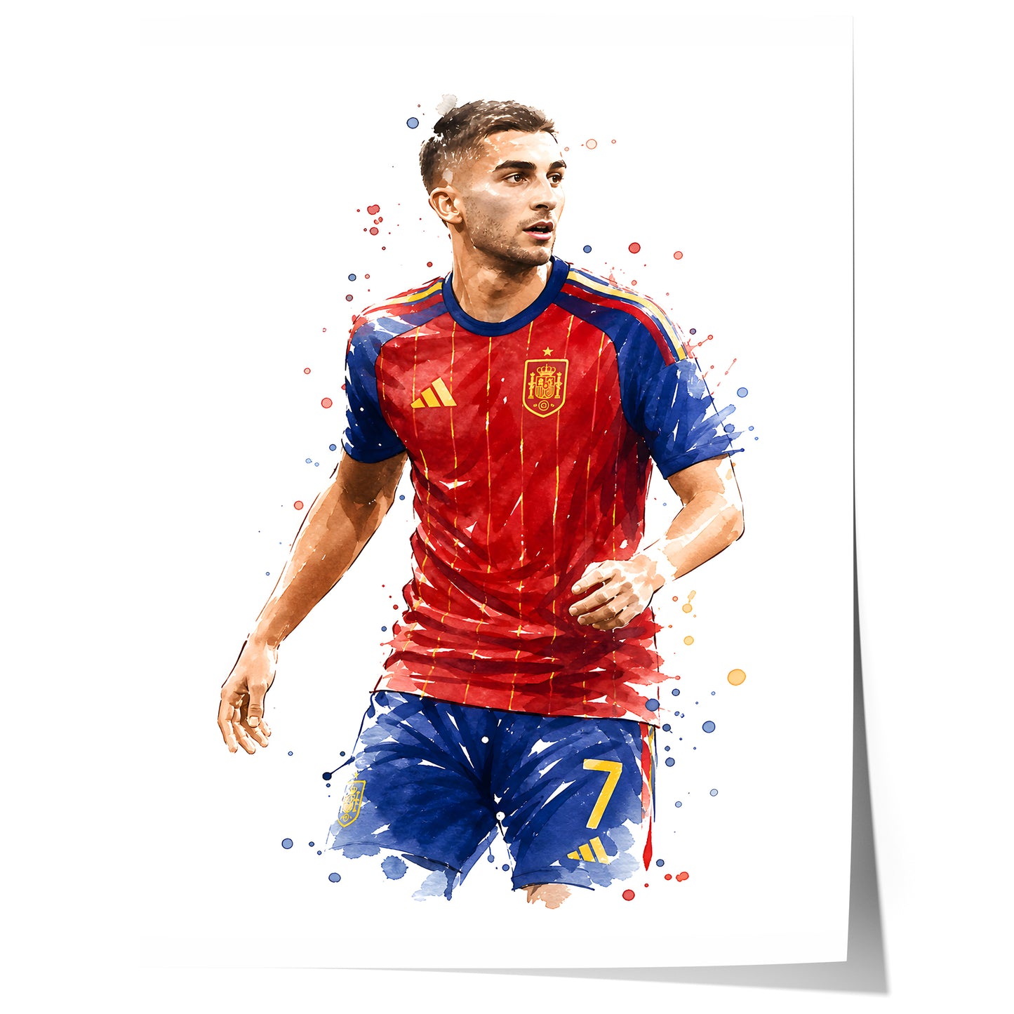 Fußball Poster Spanien Spieler · Geschenkidee · Aquarell Sport Wandbild · Deko Print ohne Rahmen