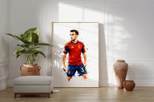 Fußball Poster Spanien Spieler · Geschenkidee · Aquarell Sport Wandbild · Deko Print ohne Rahmen
