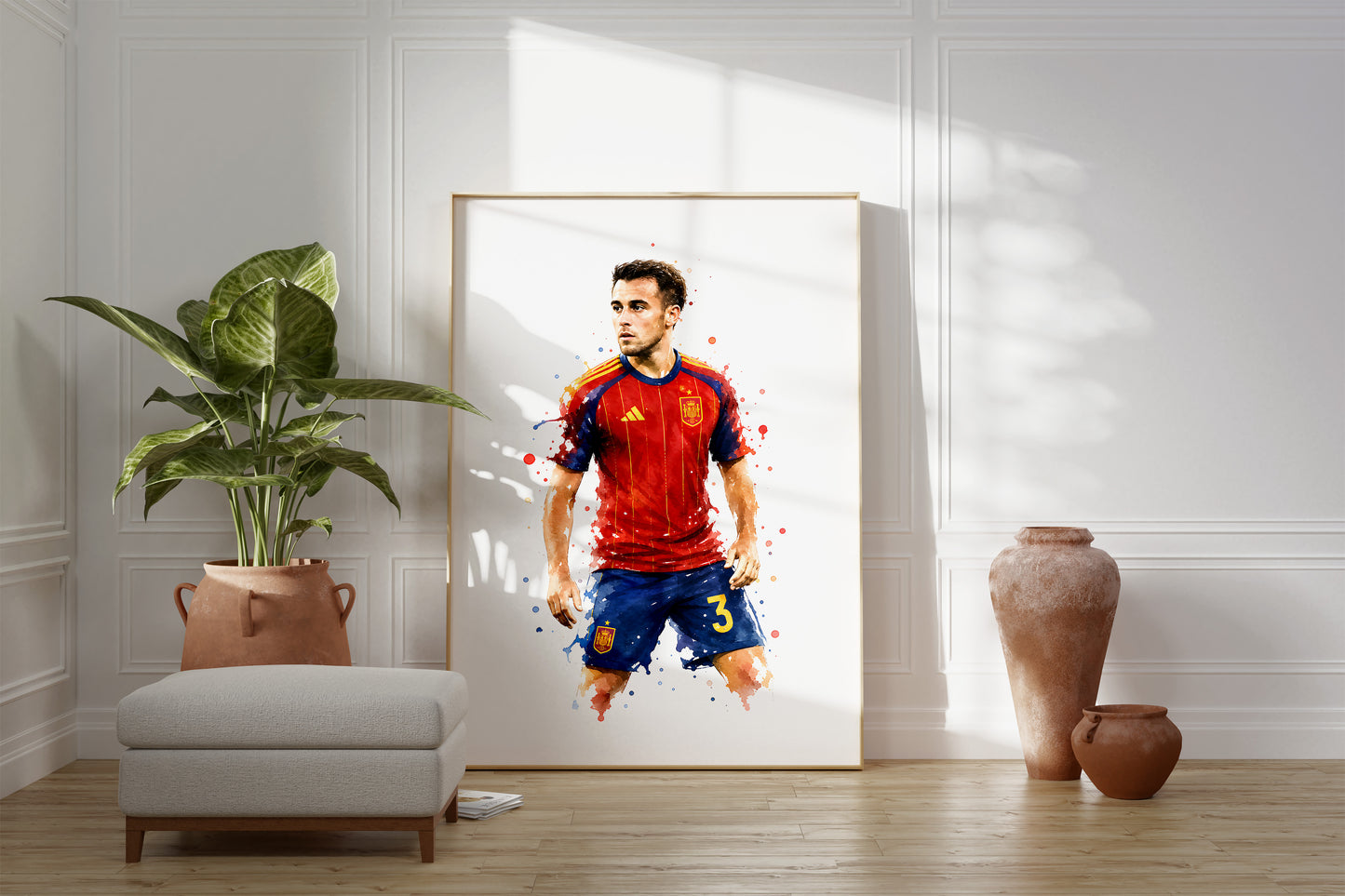 Fußball Poster Spanien Spieler · Geschenkidee · Aquarell Sport Wandbild · Deko Print ohne Rahmen