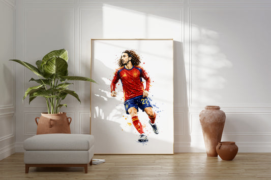 Fußball Poster Spanien Spieler · Geschenkidee · Aquarell Sport Wandbild · Deko Print ohne Rahmen