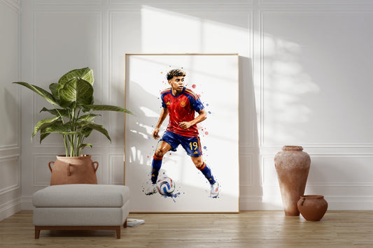 Fußball Poster Spanien Spieler · Geschenkidee · Aquarell Sport Wandbild · Deko Print ohne Rahmen