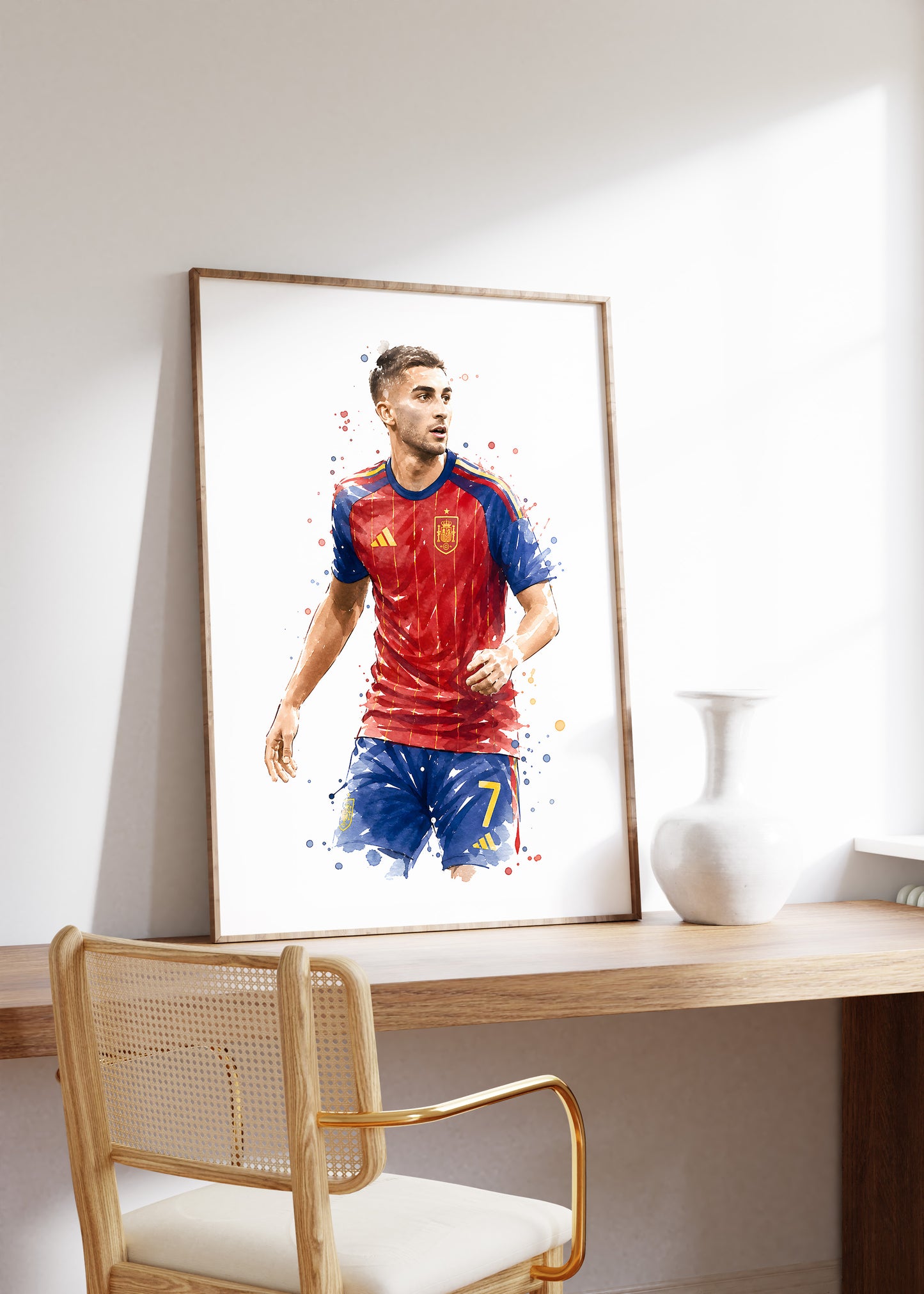 Fußball Poster Spanien Spieler · Geschenkidee · Aquarell Sport Wandbild · Deko Print ohne Rahmen