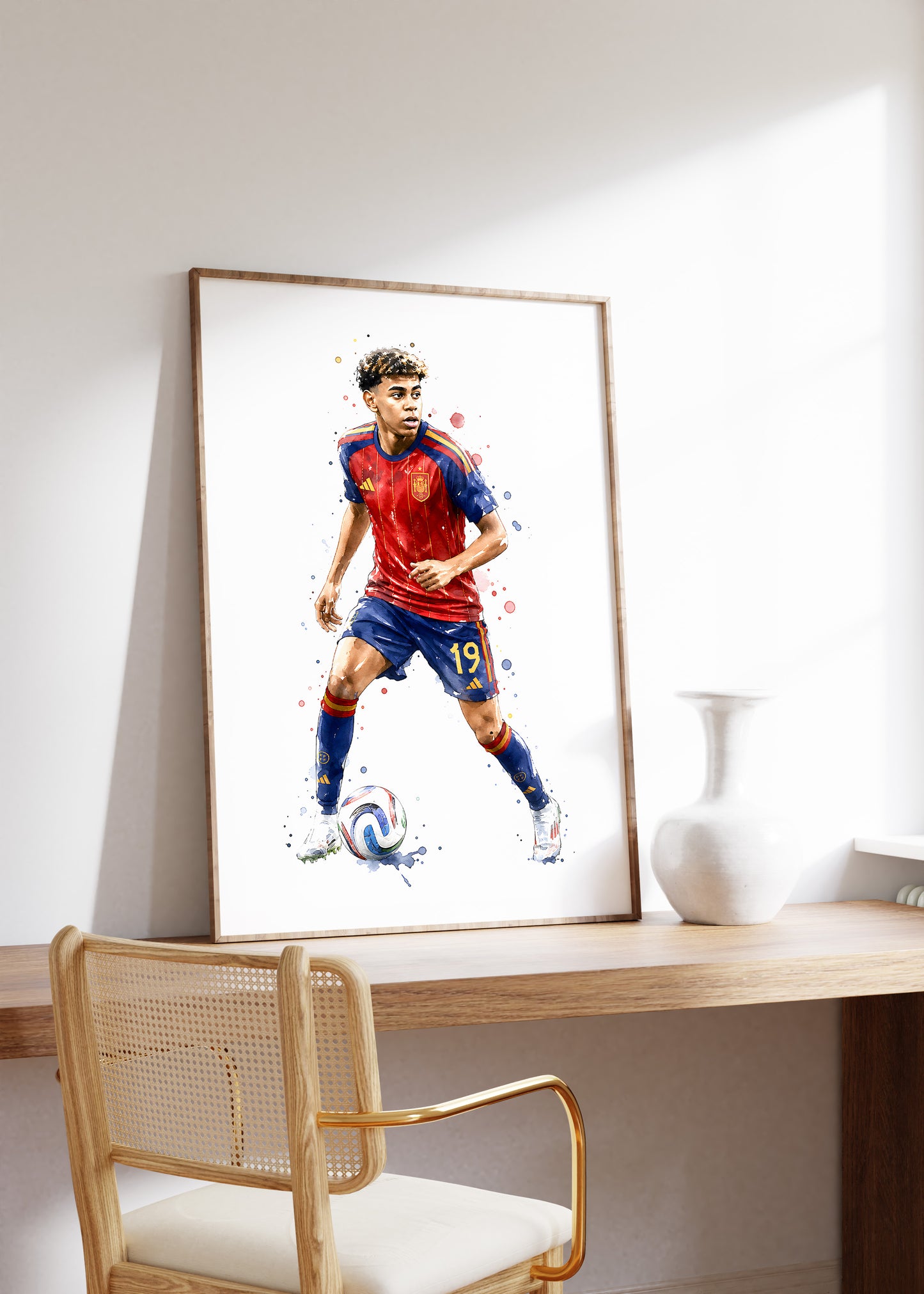 Fußball Poster Spanien Spieler · Geschenkidee · Aquarell Sport Wandbild · Deko Print ohne Rahmen