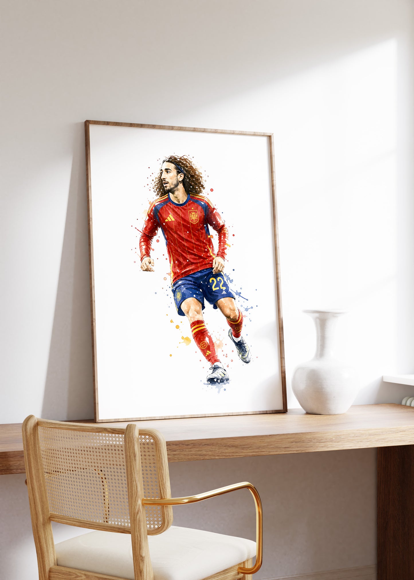 Fußball Poster Spanien Spieler · Geschenkidee · Aquarell Sport Wandbild · Deko Print ohne Rahmen