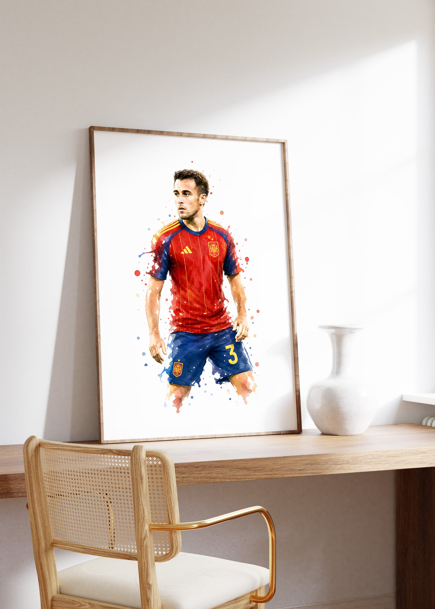 Fußball Poster Spanien Spieler · Geschenkidee · Aquarell Sport Wandbild · Deko Print ohne Rahmen