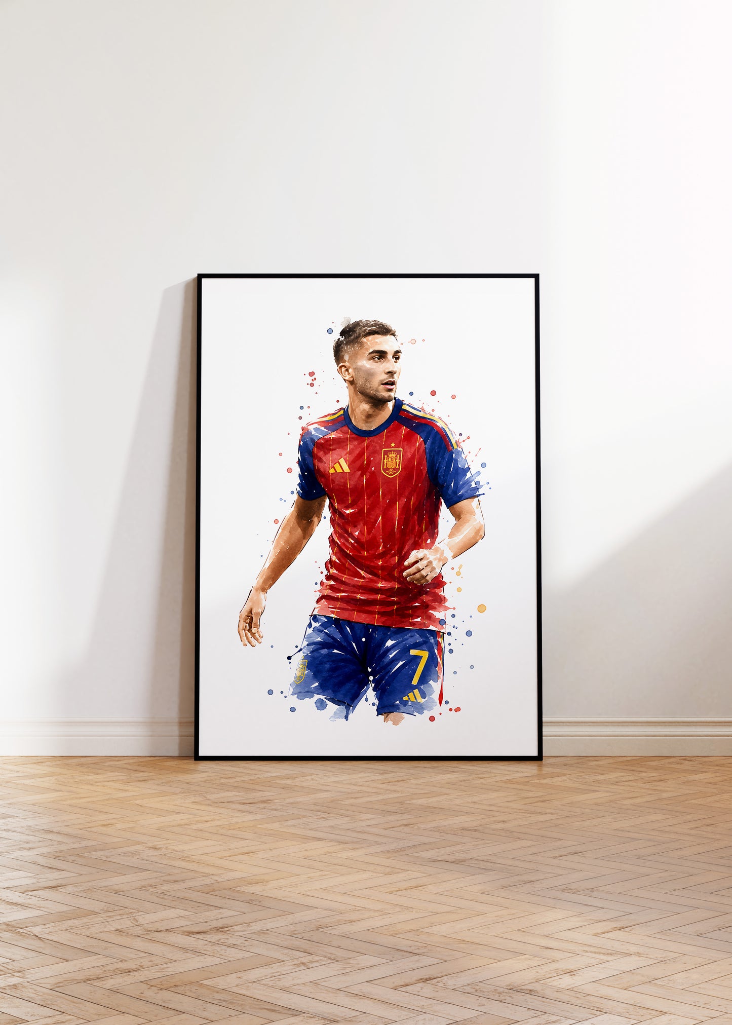 Fußball Poster Spanien Spieler · Geschenkidee · Aquarell Sport Wandbild · Deko Print ohne Rahmen