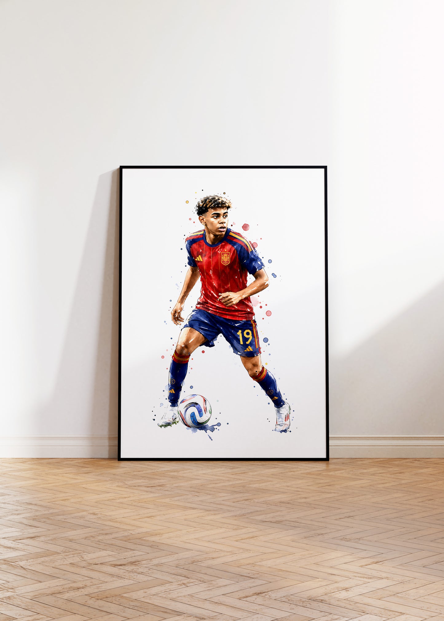 Fußball Poster Spanien Spieler · Geschenkidee · Aquarell Sport Wandbild · Deko Print ohne Rahmen
