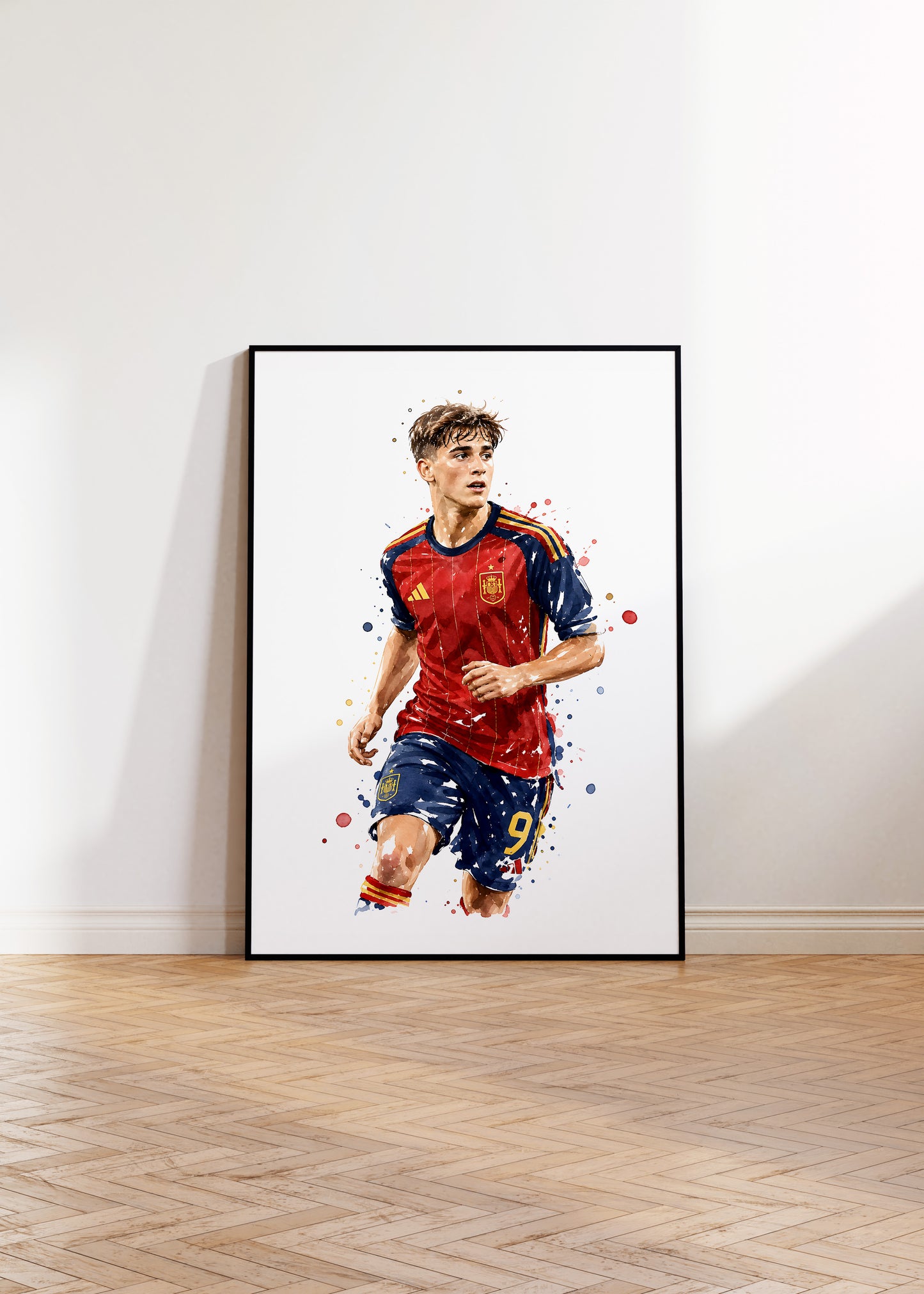 Fußball Poster Spanien Spieler · Geschenkidee · Aquarell Sport Wandbild · Deko Print ohne Rahmen