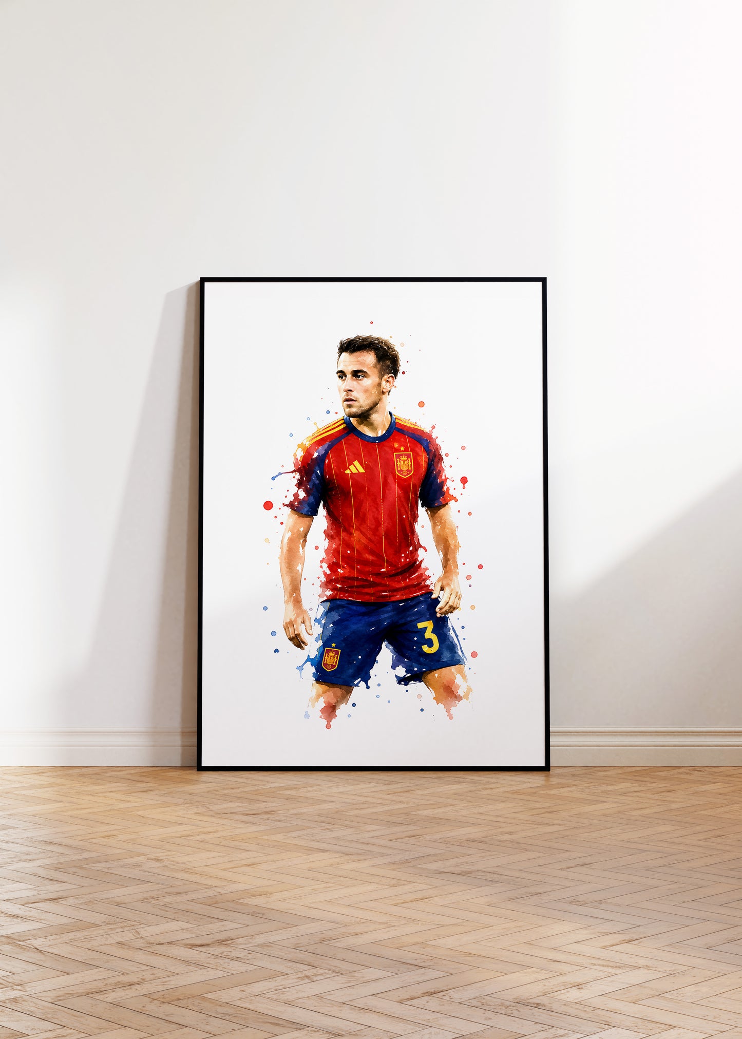 Fußball Poster Spanien Spieler · Geschenkidee · Aquarell Sport Wandbild · Deko Print ohne Rahmen