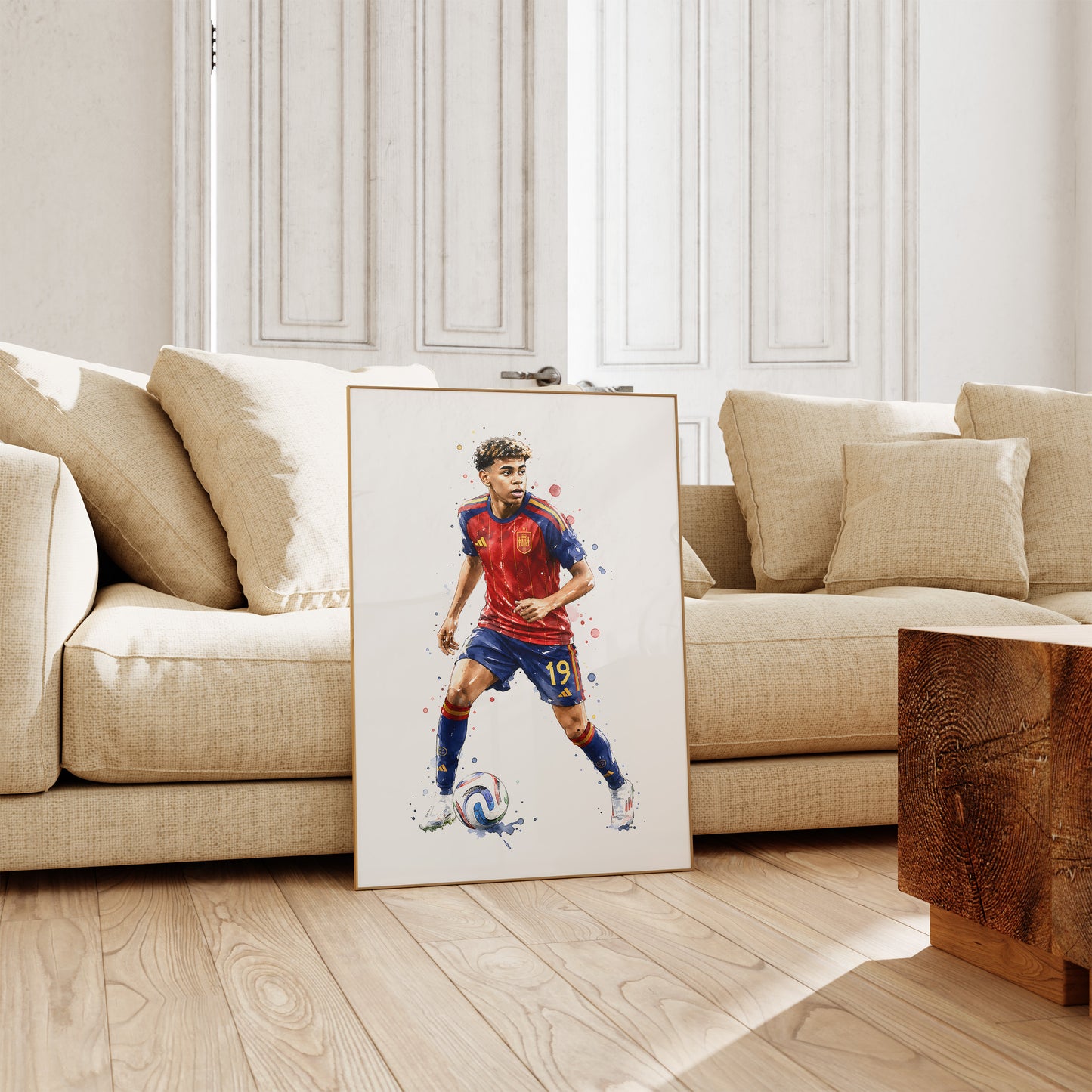 Fußball Poster Spanien Spieler · Geschenkidee · Aquarell Sport Wandbild · Deko Print ohne Rahmen