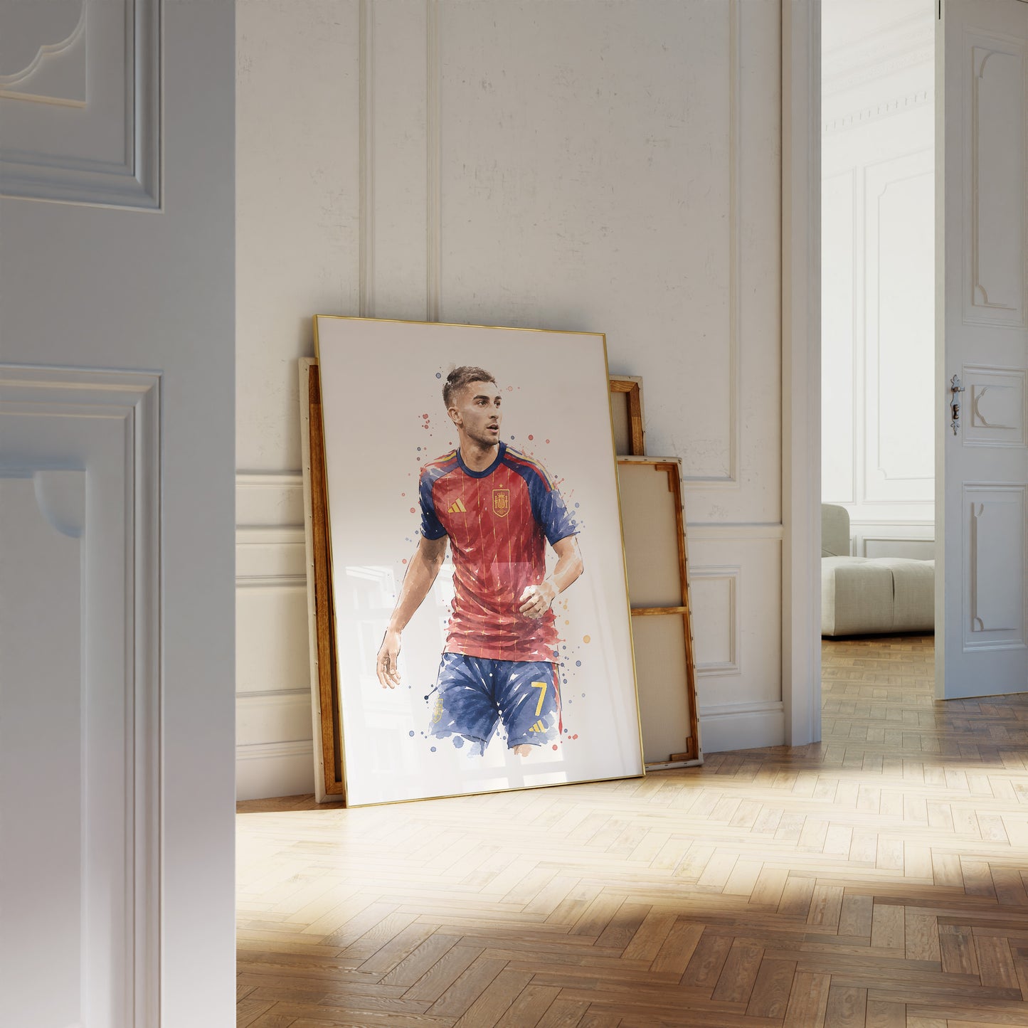 Fußball Poster Spanien Spieler · Geschenkidee · Aquarell Sport Wandbild · Deko Print ohne Rahmen
