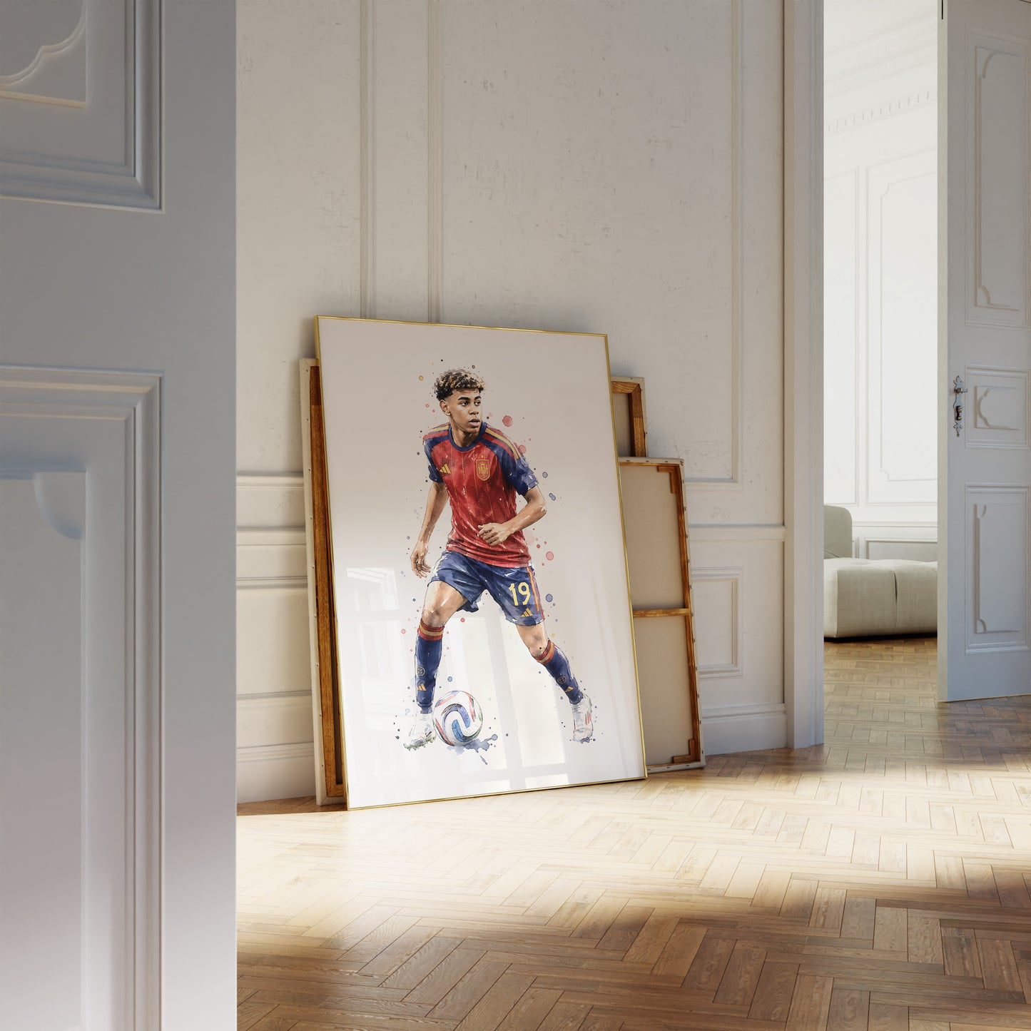 Fußball Poster Spanien Spieler · Geschenkidee · Aquarell Sport Wandbild · Deko Print ohne Rahmen