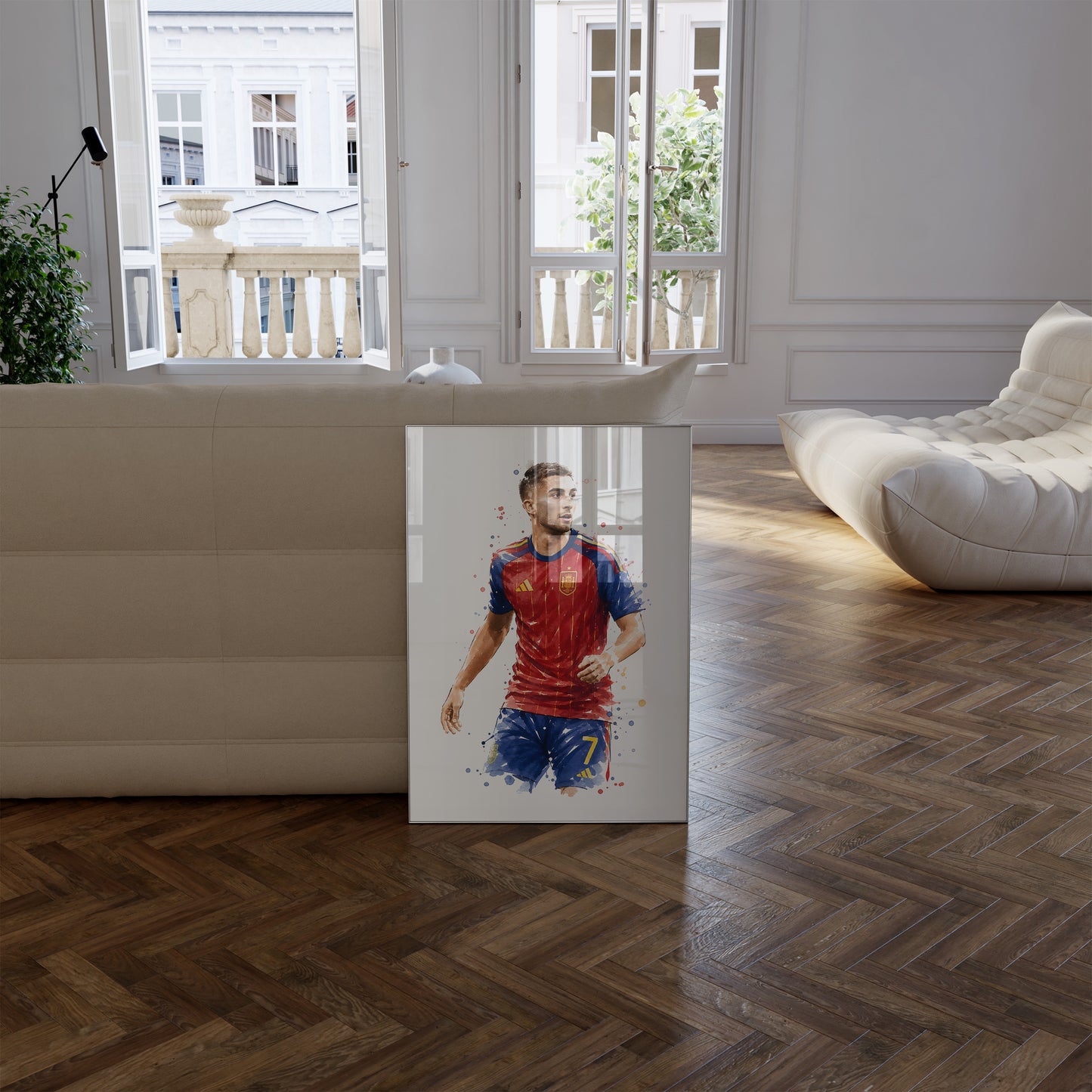 Fußball Poster Spanien Spieler · Geschenkidee · Aquarell Sport Wandbild · Deko Print ohne Rahmen