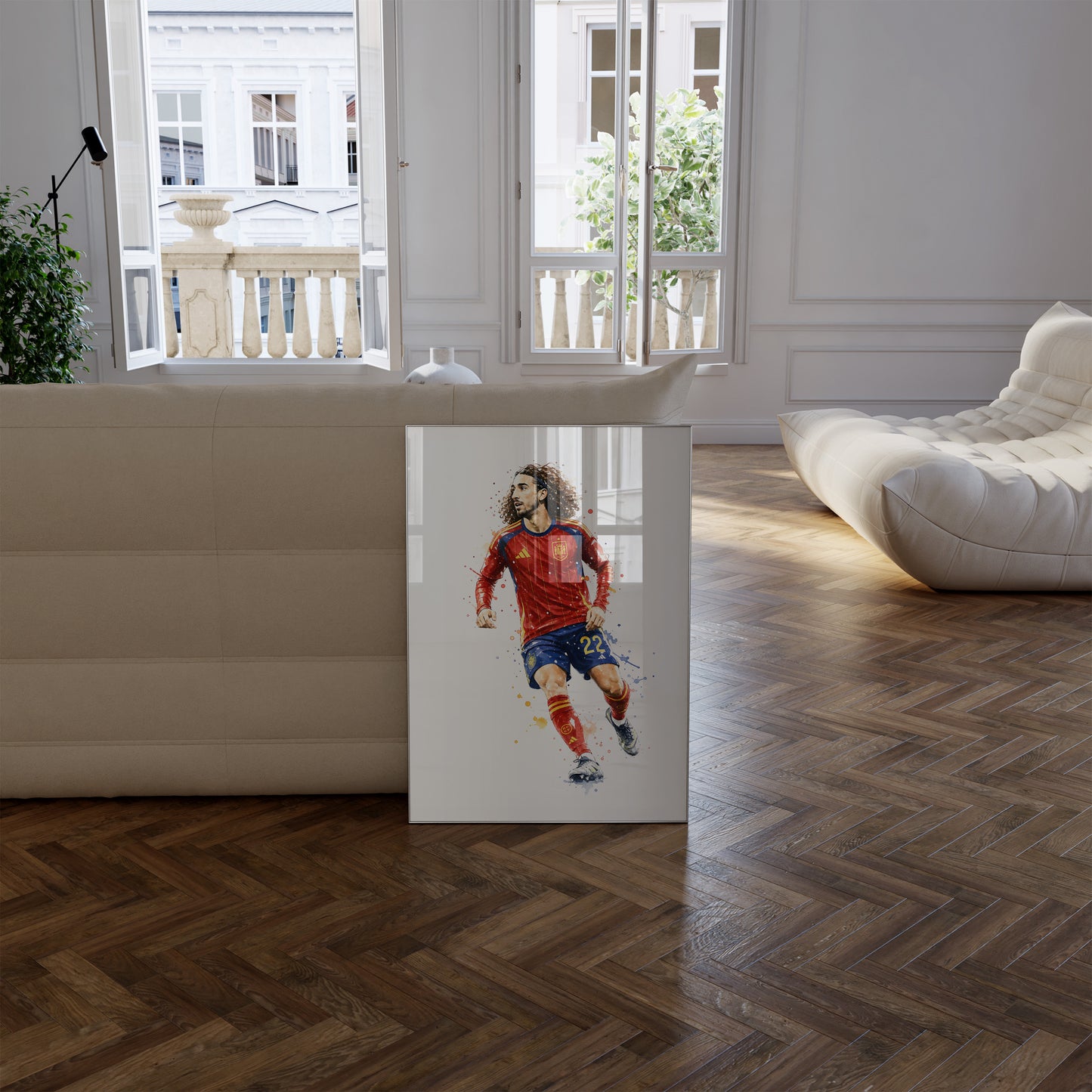 Fußball Poster Spanien Spieler · Geschenkidee · Aquarell Sport Wandbild · Deko Print ohne Rahmen