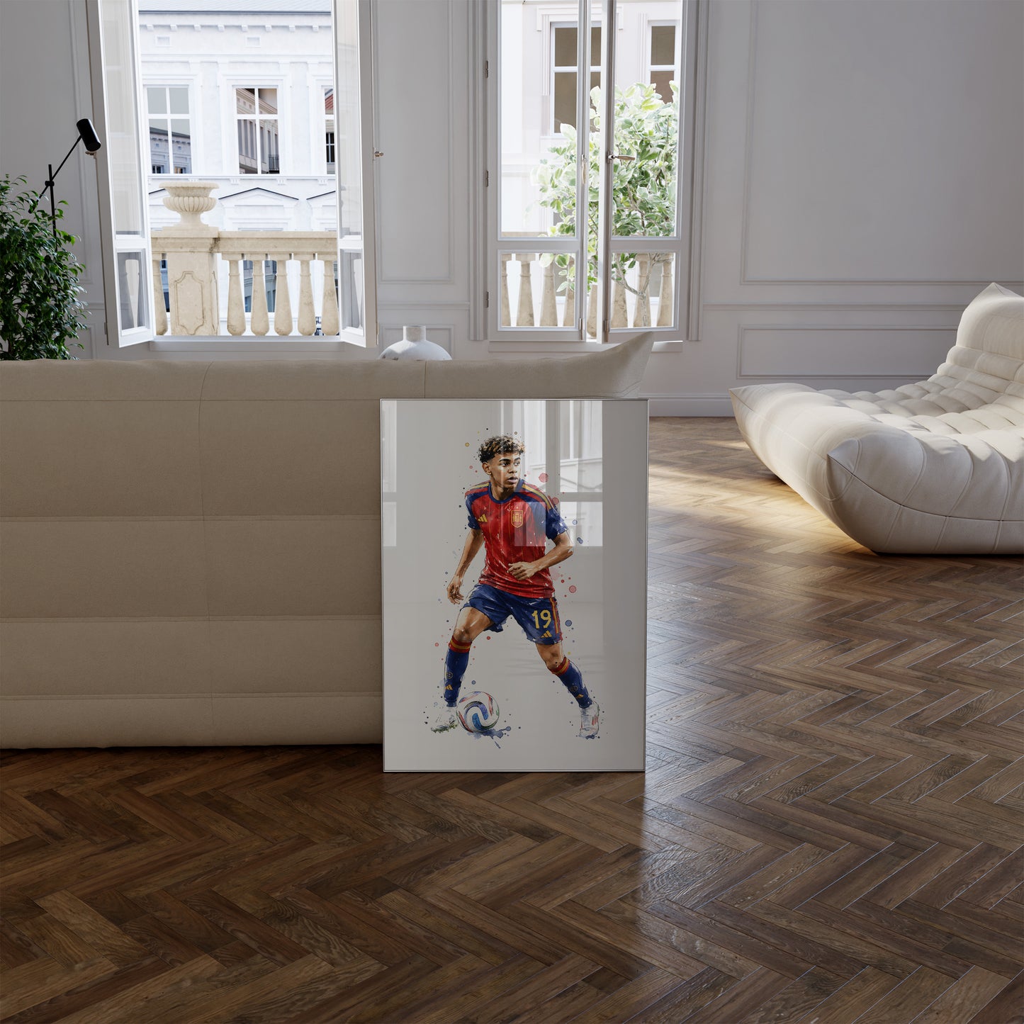 Fußball Poster Spanien Spieler · Geschenkidee · Aquarell Sport Wandbild · Deko Print ohne Rahmen
