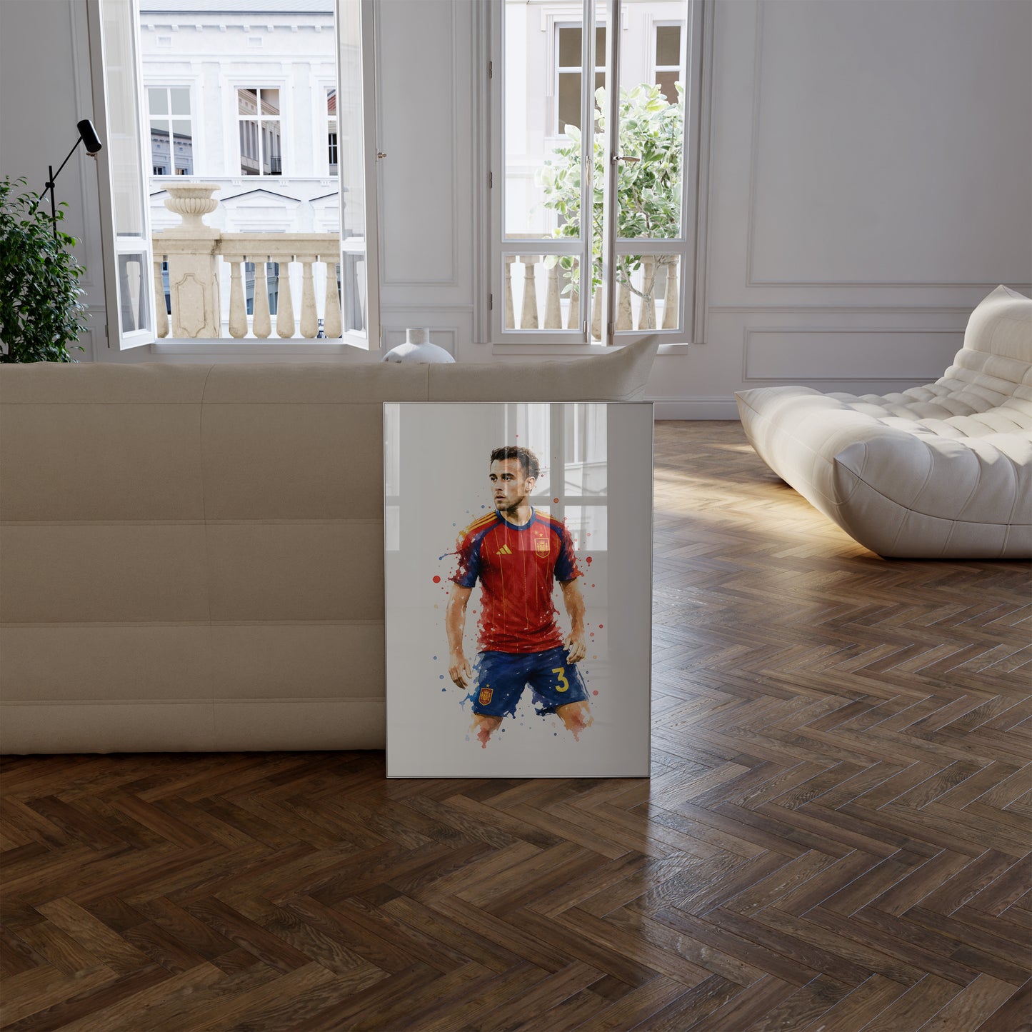 Fußball Poster Spanien Spieler · Geschenkidee · Aquarell Sport Wandbild · Deko Print ohne Rahmen